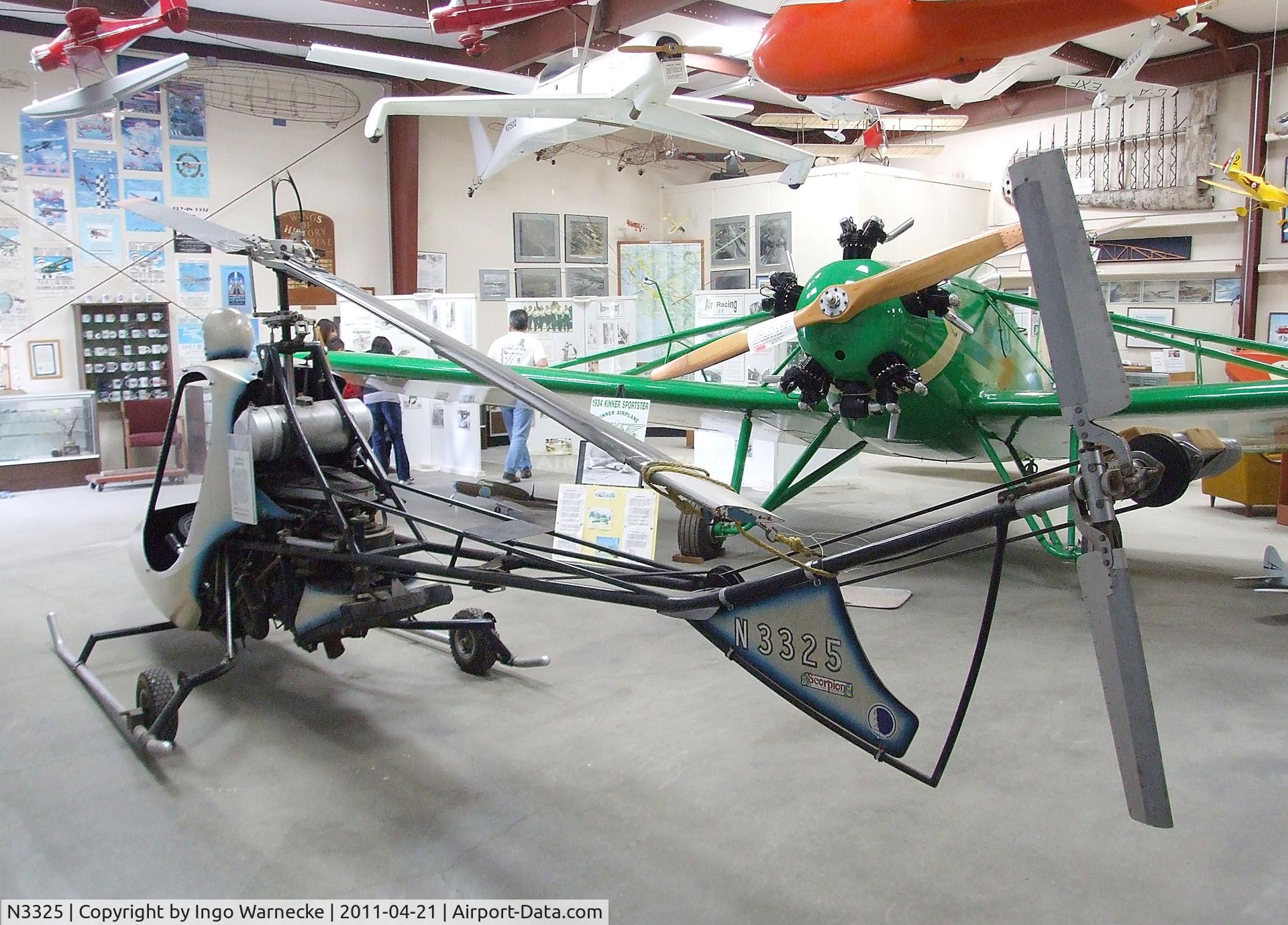 N3325, 1970 Rotorway Scorpion C/N 12139, Rotorway Scorpion at the Wings of History Air Museum, San Martin CA