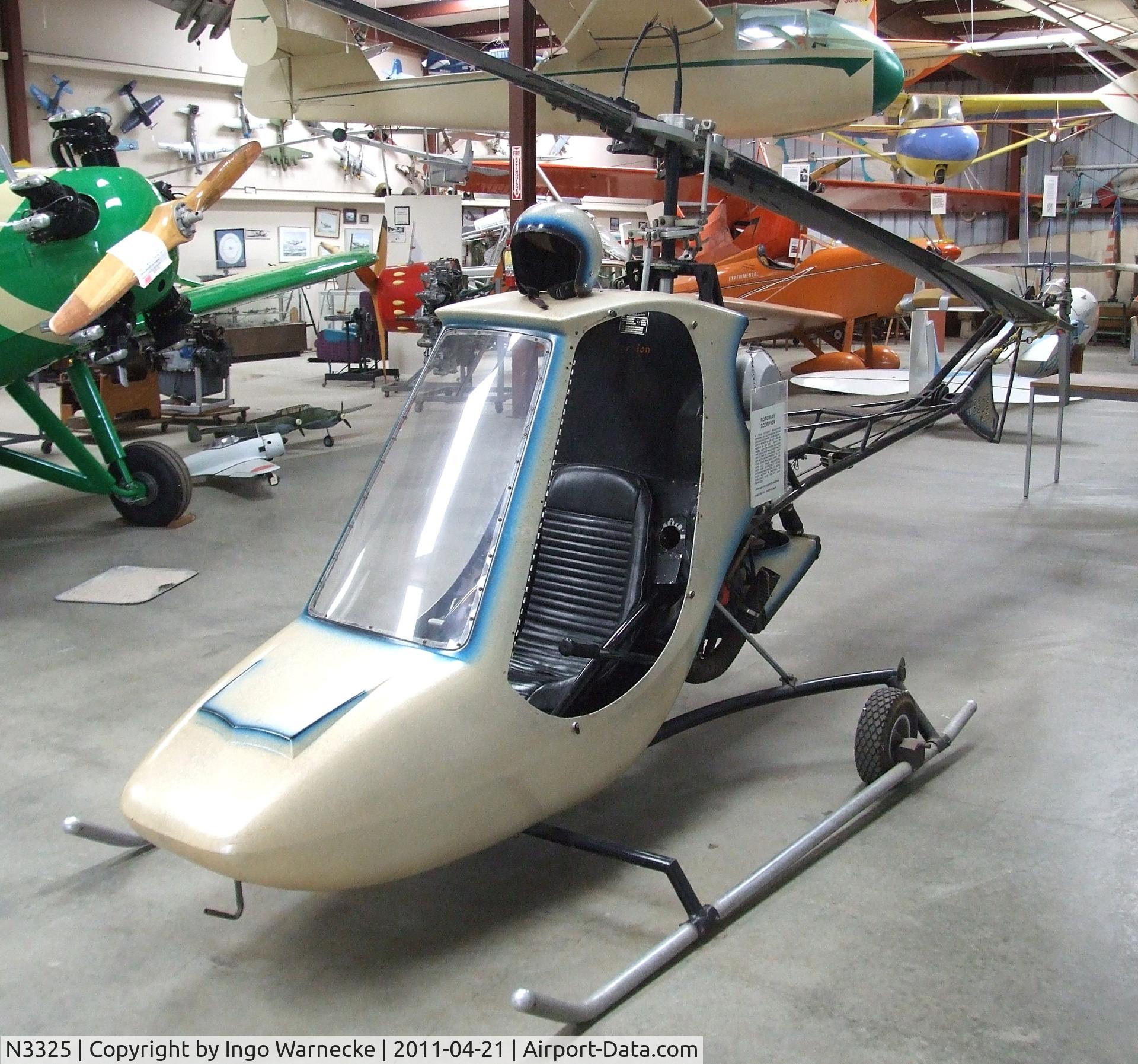 N3325, 1970 Rotorway Scorpion C/N 12139, Rotorway Scorpion at the Wings of History Air Museum, San Martin CA