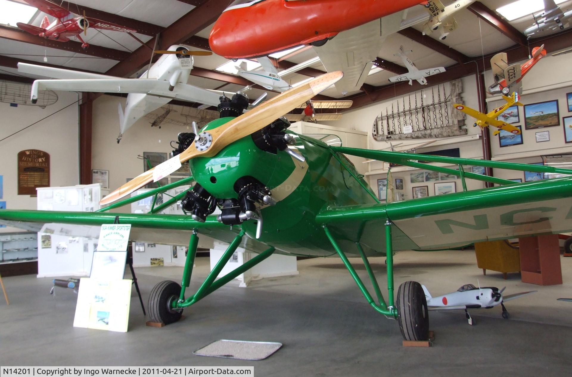 N14201, 1934 Kinner SPORTSTER B. C/N 122, Kinner Sportster B at the Wings of History Air Museum, San Martin CA