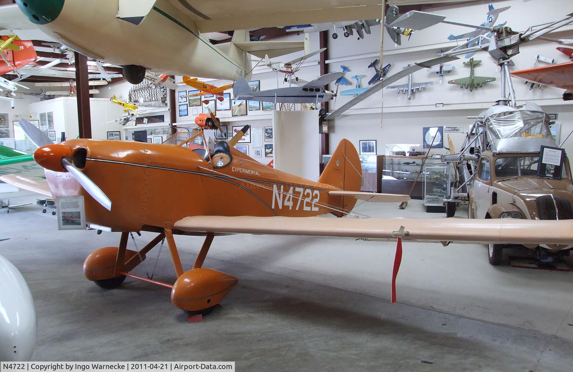 N4722, 1970 Bowers Fly Baby 1A C/N 65-56, Bowers Fly Baby 1A at the Wings of History Air Museum, San Martin CA