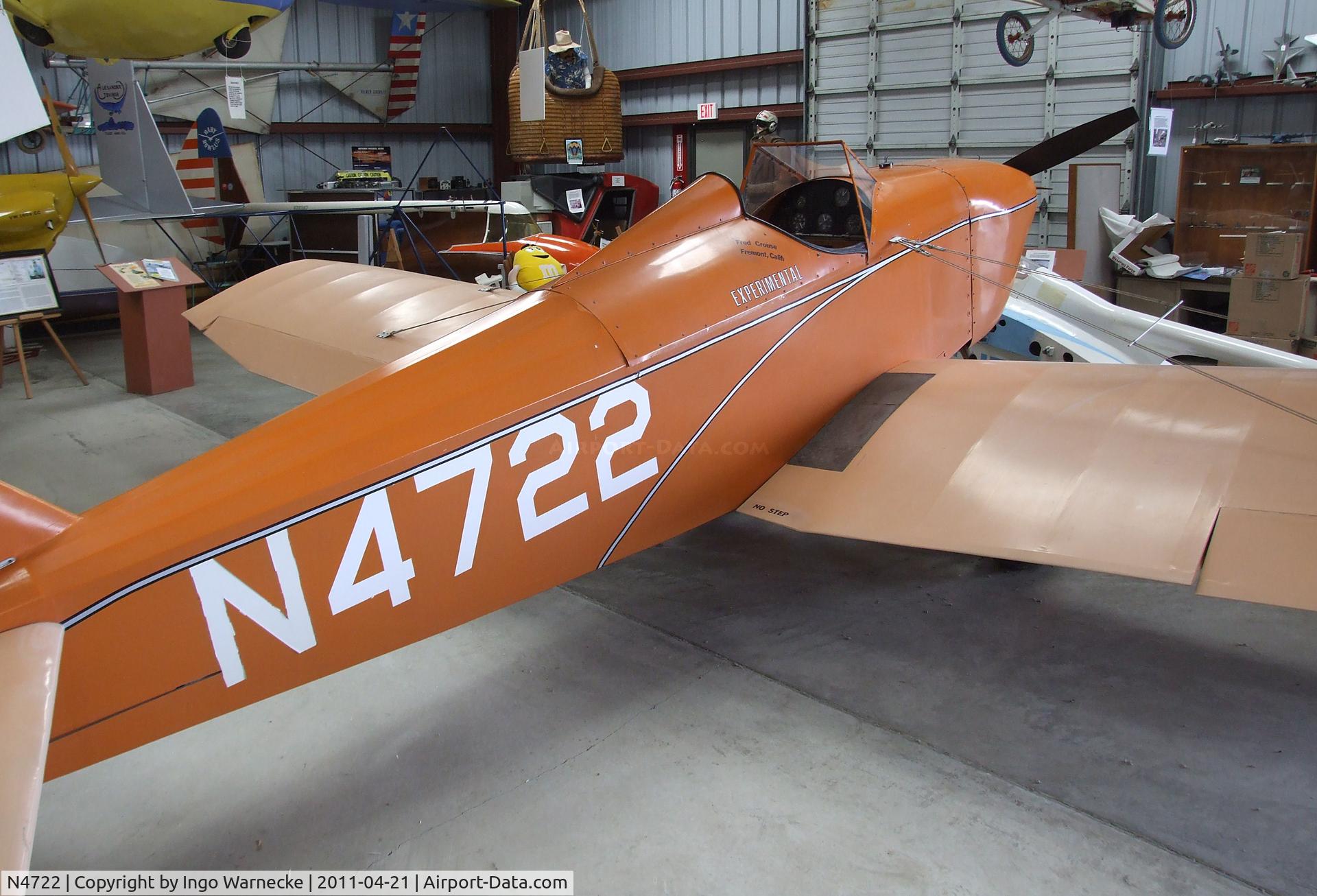 N4722, 1970 Bowers Fly Baby 1A C/N 65-56, Bowers Fly Baby 1A at the Wings of History Air Museum, San Martin CA