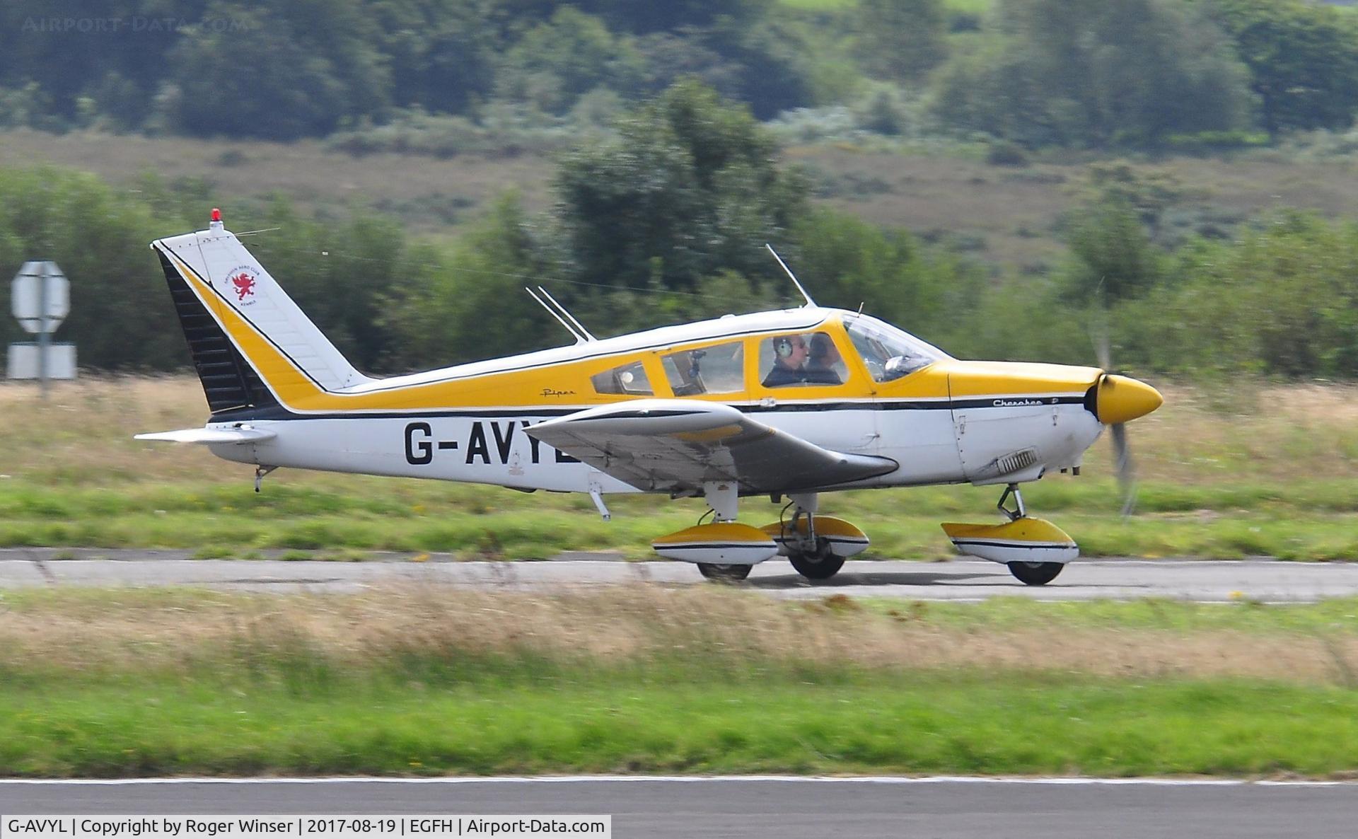 G-AVYL, 1968 Piper PA-28-180 Cherokee D C/N 28-4622, Visiting Cherokee departing Runway 28.
