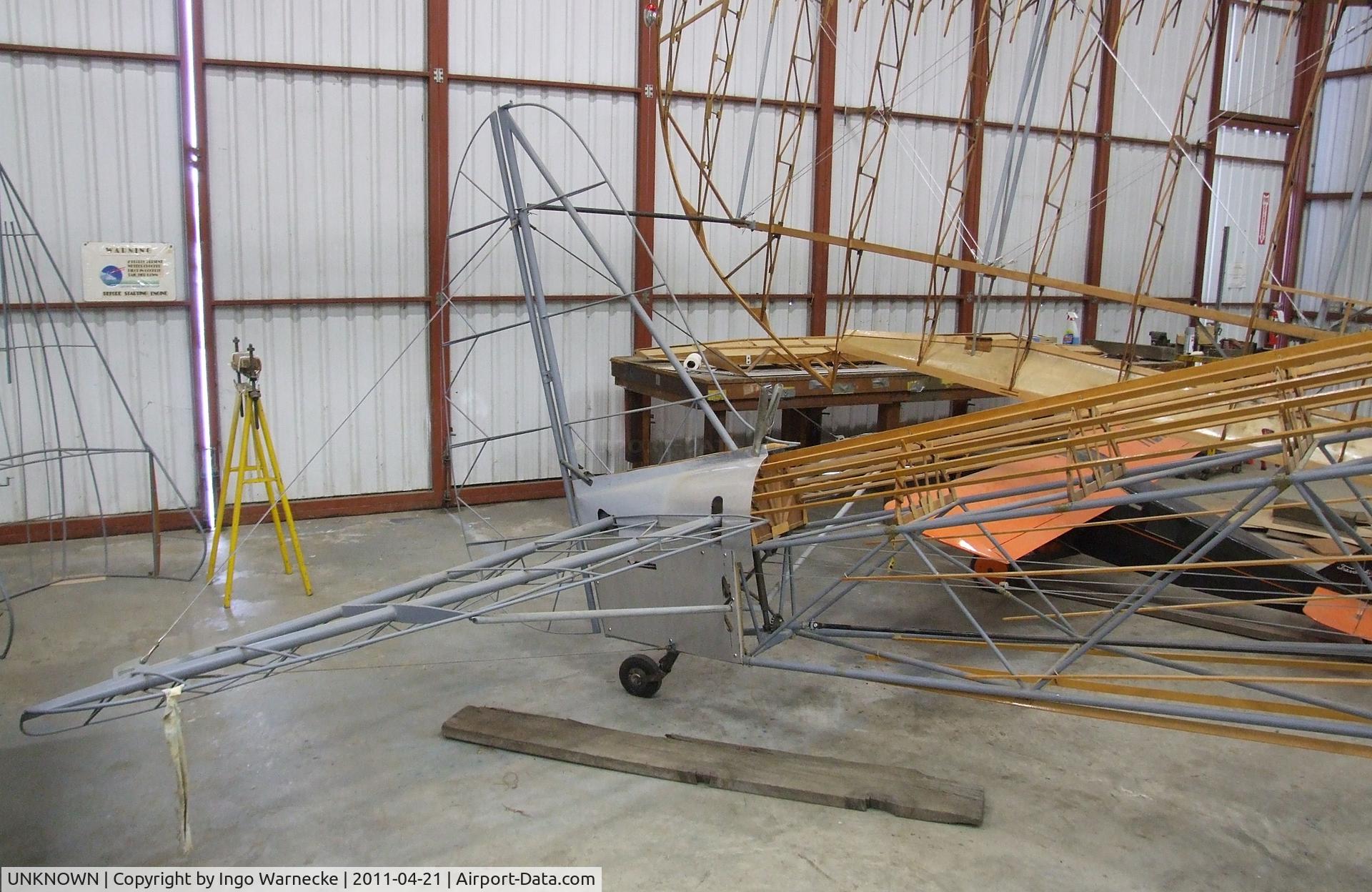 UNKNOWN, 1940 Security Aircraft Corp Airster S-1B C/N unknown, Security Aircraft Corp. Airster S-1B being restored (without skin) at the Wings of History Air Museum, San Martin CA
