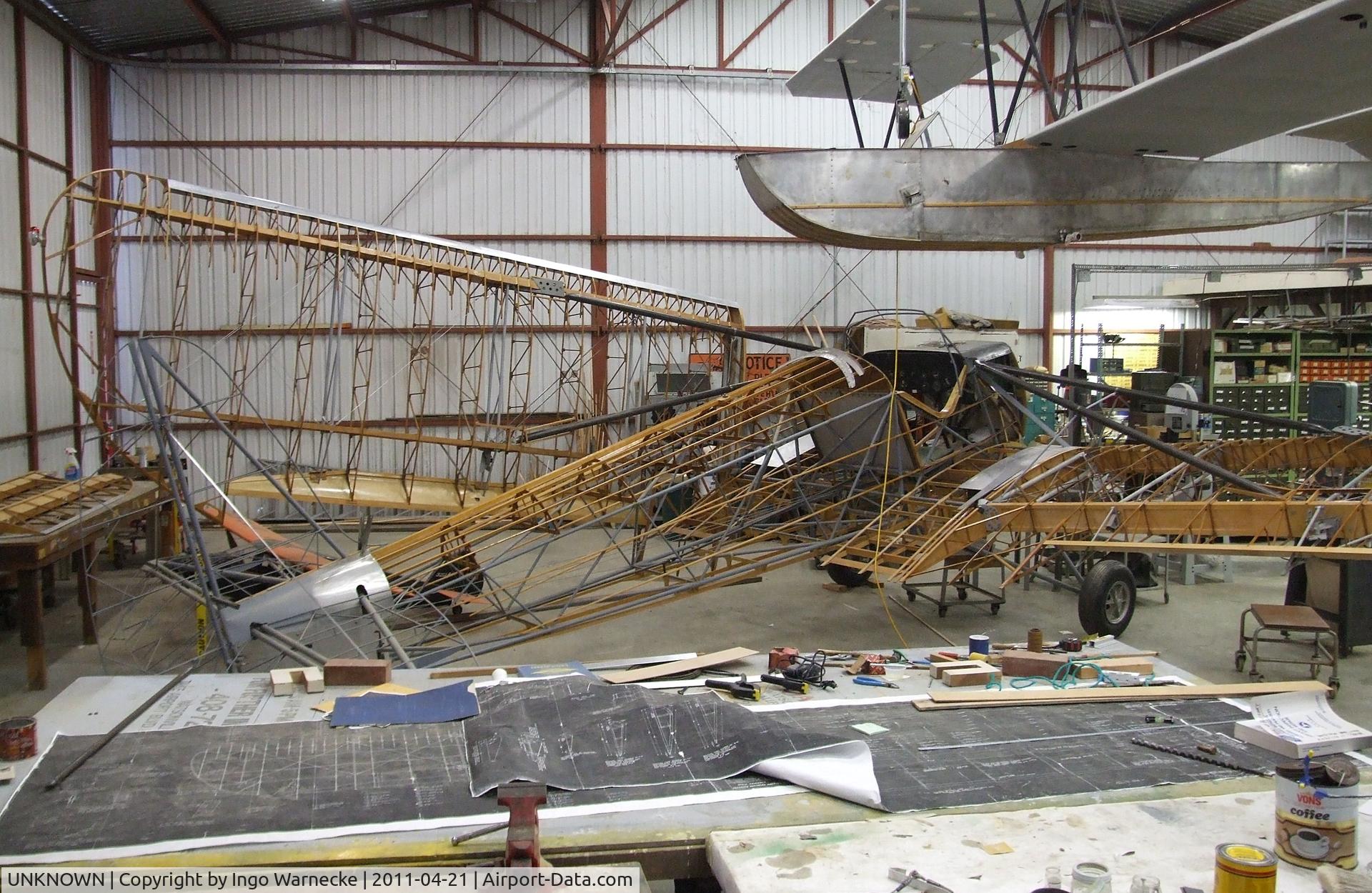 UNKNOWN, 1940 Security Aircraft Corp Airster S-1B C/N unknown, Security Aircraft Corp. Airster S-1B being restored (without skin) at the Wings of History Air Museum, San Martin CA