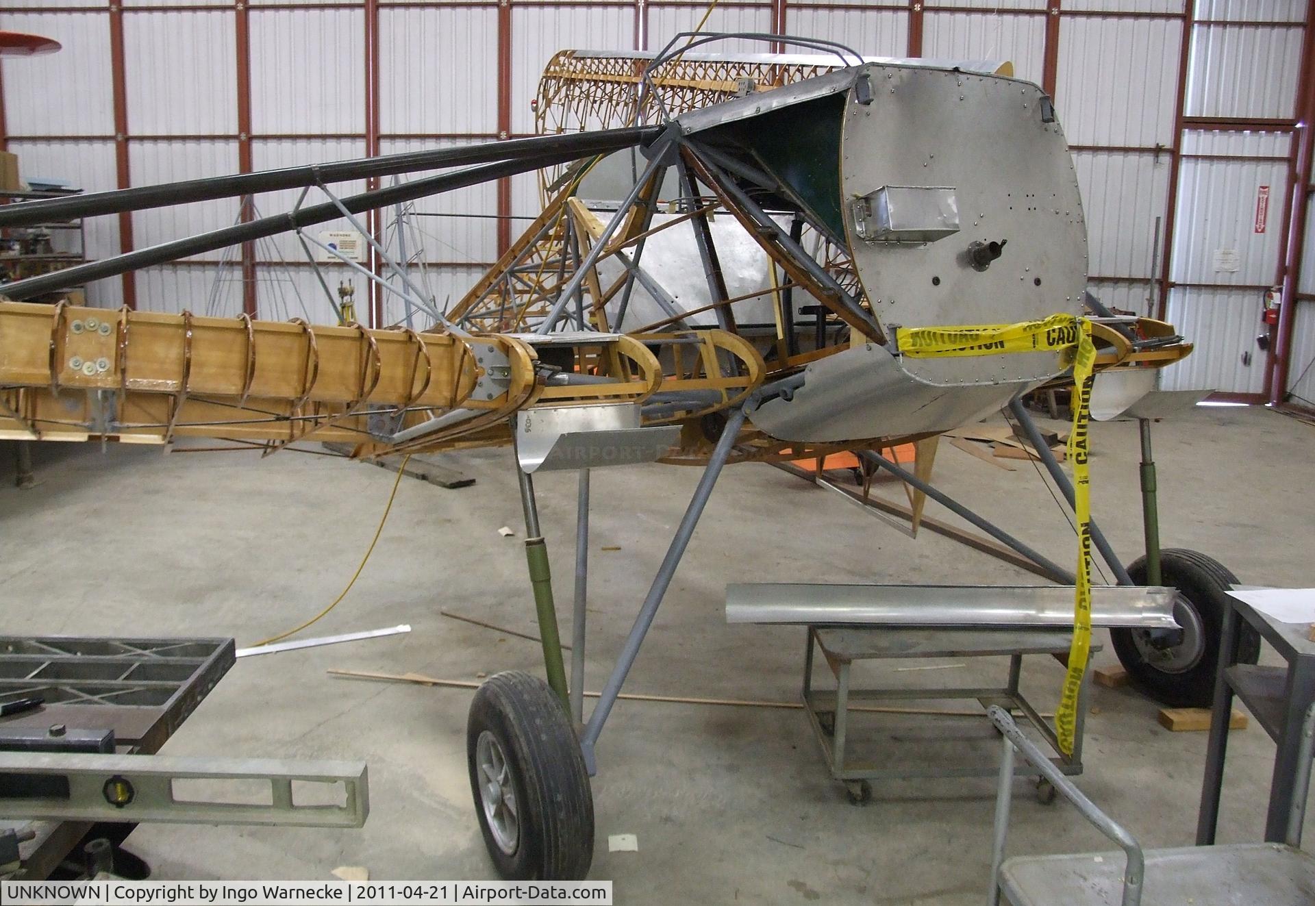 UNKNOWN, 1940 Security Aircraft Corp Airster S-1B C/N unknown, Security Aircraft Corp. Airster S-1B being restored (without skin) at the Wings of History Air Museum, San Martin CA