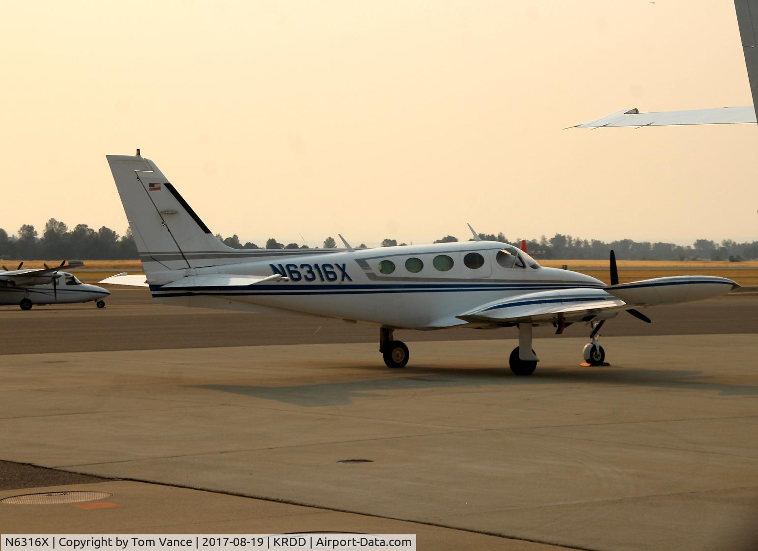 N6316X, 1978 Cessna 340A C/N 340A0487, 1978 Cessna 340A C/N 340A0487 at Redding 8-19-2017 - smoky skies today due to No Cal wildfires.
