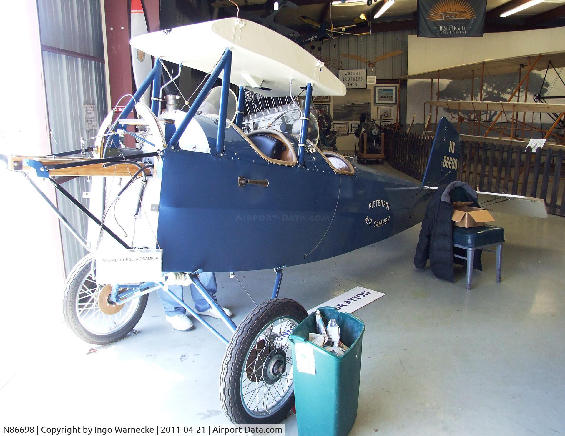 N86698, 1965 Pietenpo Air Camper C/N D-1, Pietenpol (Dunton M.P.) Air Camper (fuselage only) at the Wings of History Air Museum, San Martin CA