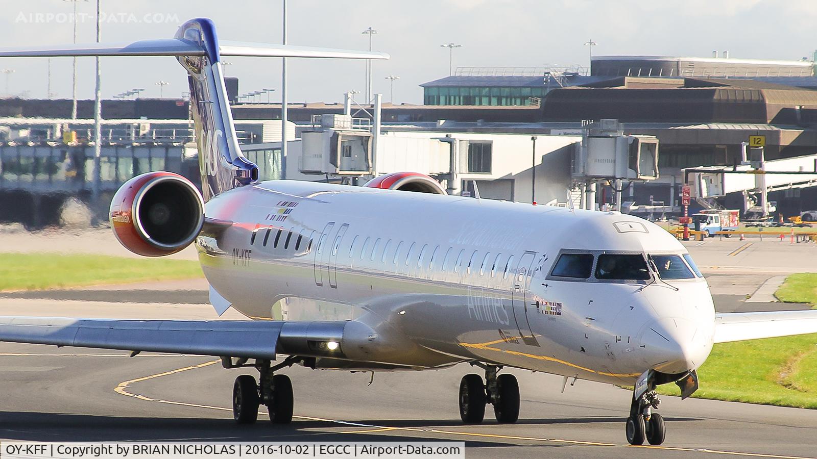 OY-KFF, 2009 Bombardier CRJ-900 (CL-600-2D24) C/N 15231, SAS departing Manchester UK.