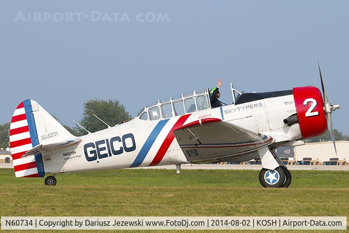 N60734, 1940 North American SNJ-2 Texan C/N 2032, North American SNJ-2 Texan  C/N 2032 - Geico Skytypers, N60734