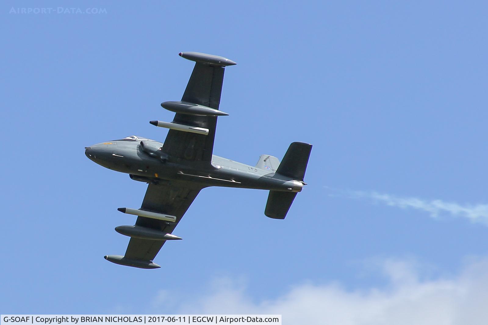 G-SOAF, 1986 BAC 167 Strikemaster Mk.82A C/N 425, Striking a pose, at the 2017 Airshow.