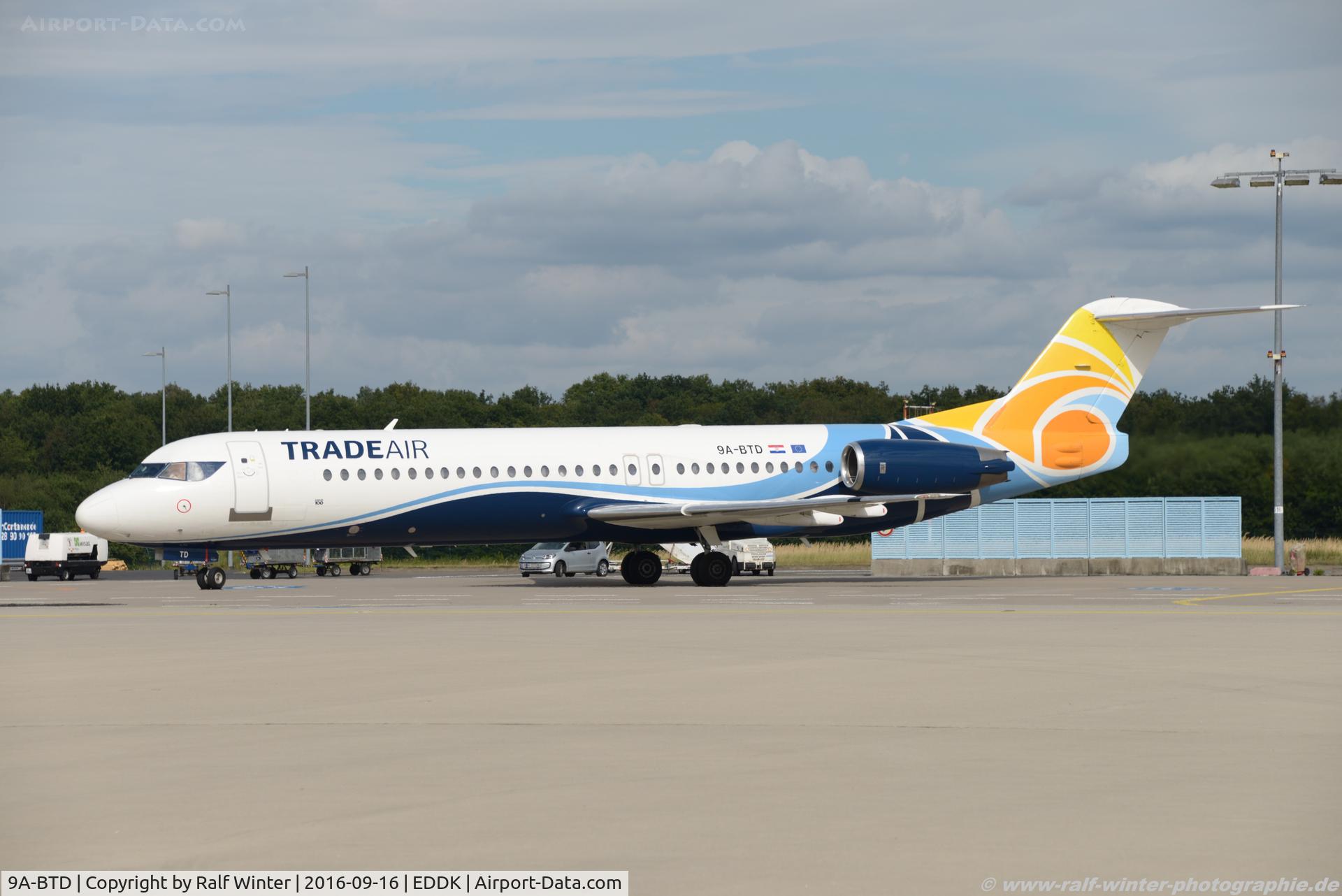 9A-BTD, 1992 Fokker 100 (F-28-0100) C/N 11407, Fokker 100 F28-0100 - 8P TDR Trade Air - 11407 - 9A-BTD - 16.09.2016 - CGN