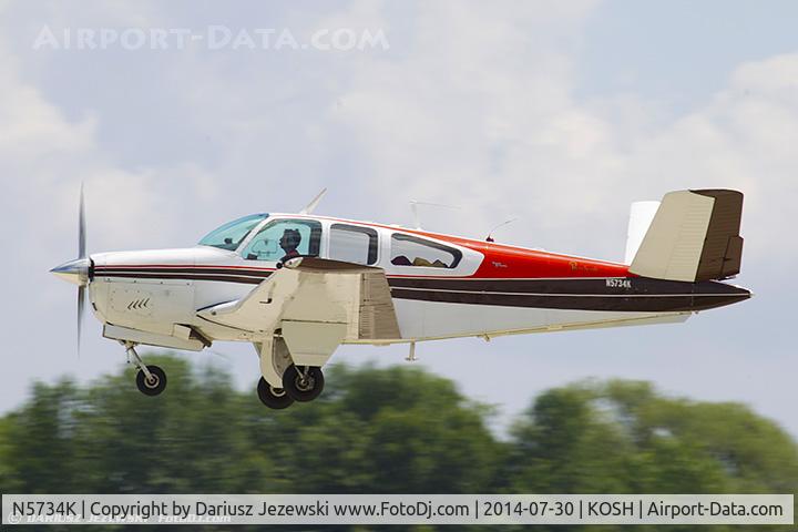 N5734K, 1964 Beech S35 Bonanza C/N D-7576, Beech S35 Bonanza  C/N D-7576, N5734K
