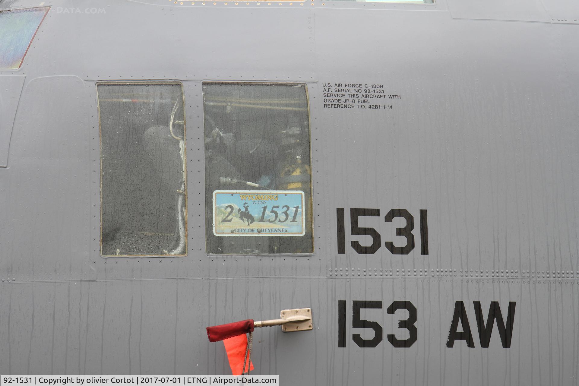 92-1531, 1992 Lockheed C-130H Hercules C/N 382-5310, data markings