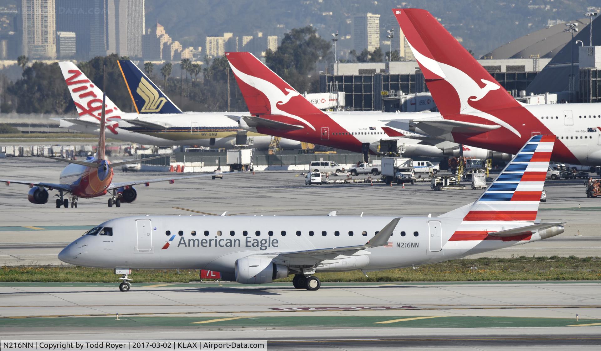 N216NN, 2015 Embraer 175LR (ERJ-170-200LR) C/N 17000513, Just arrived at LAX on 25L