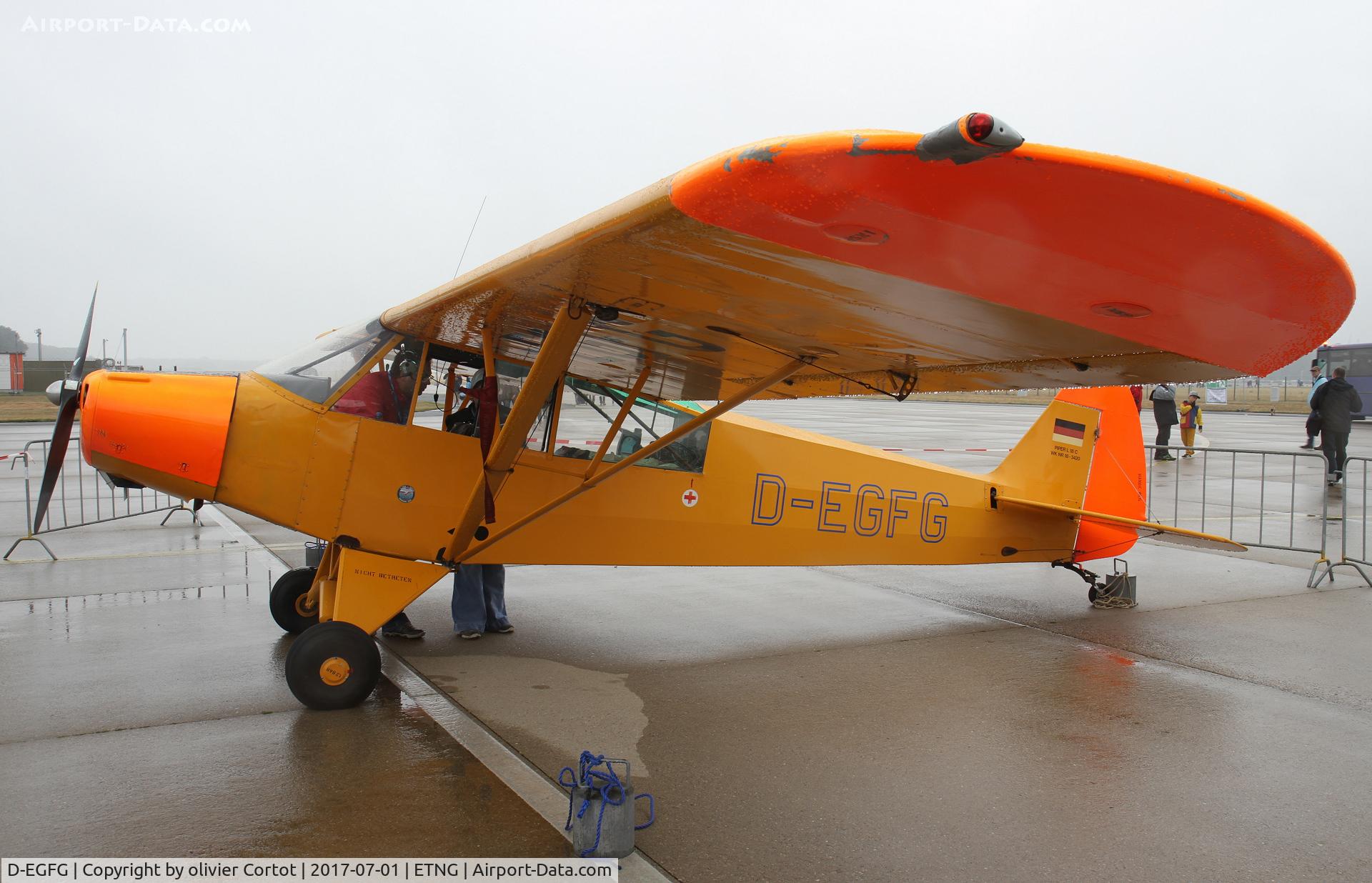 D-EGFG, 1954 Piper L-18C Super Cub C/N 18-3420, yellow bird in the rain