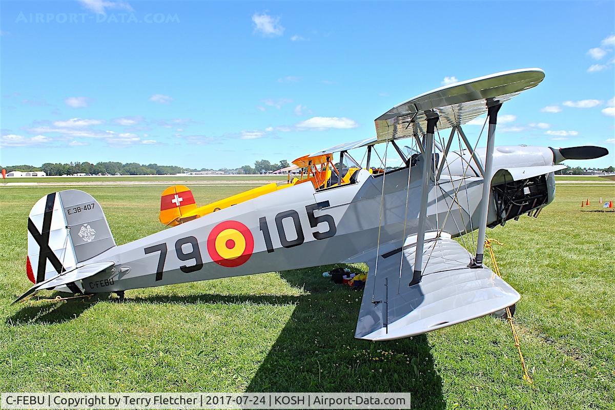 C-FEBU, 2016 Bucker Bu-131 Jungmann Replica C/N E3B-407, At 2017 EAA Airventure at Oshkosh