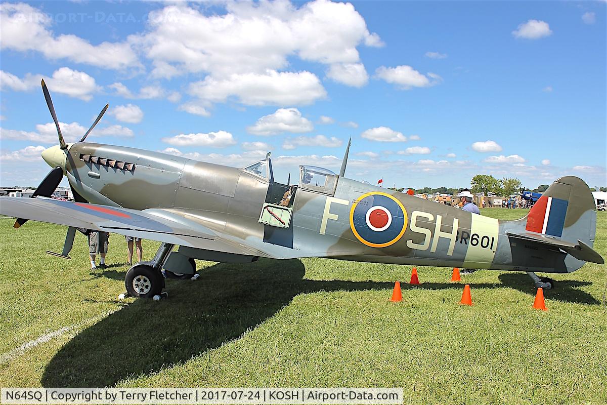 N64SQ, 1942 Supermarine Spitfire F.IX C/N 6S-160931, At 2017 EAA Airventure at Oshkosh