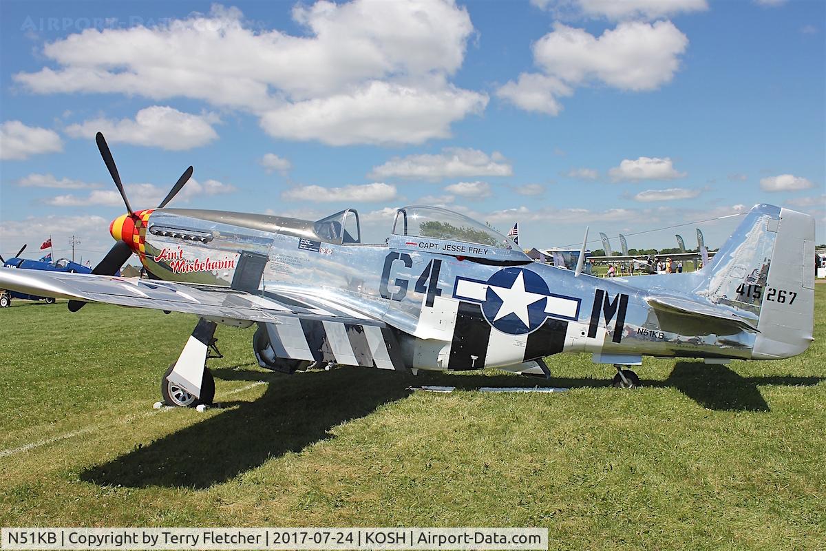 N51KB, 1961 North American F-51D Mustang C/N 44-74009, At 2017 EAA Airventure at Oshkosh