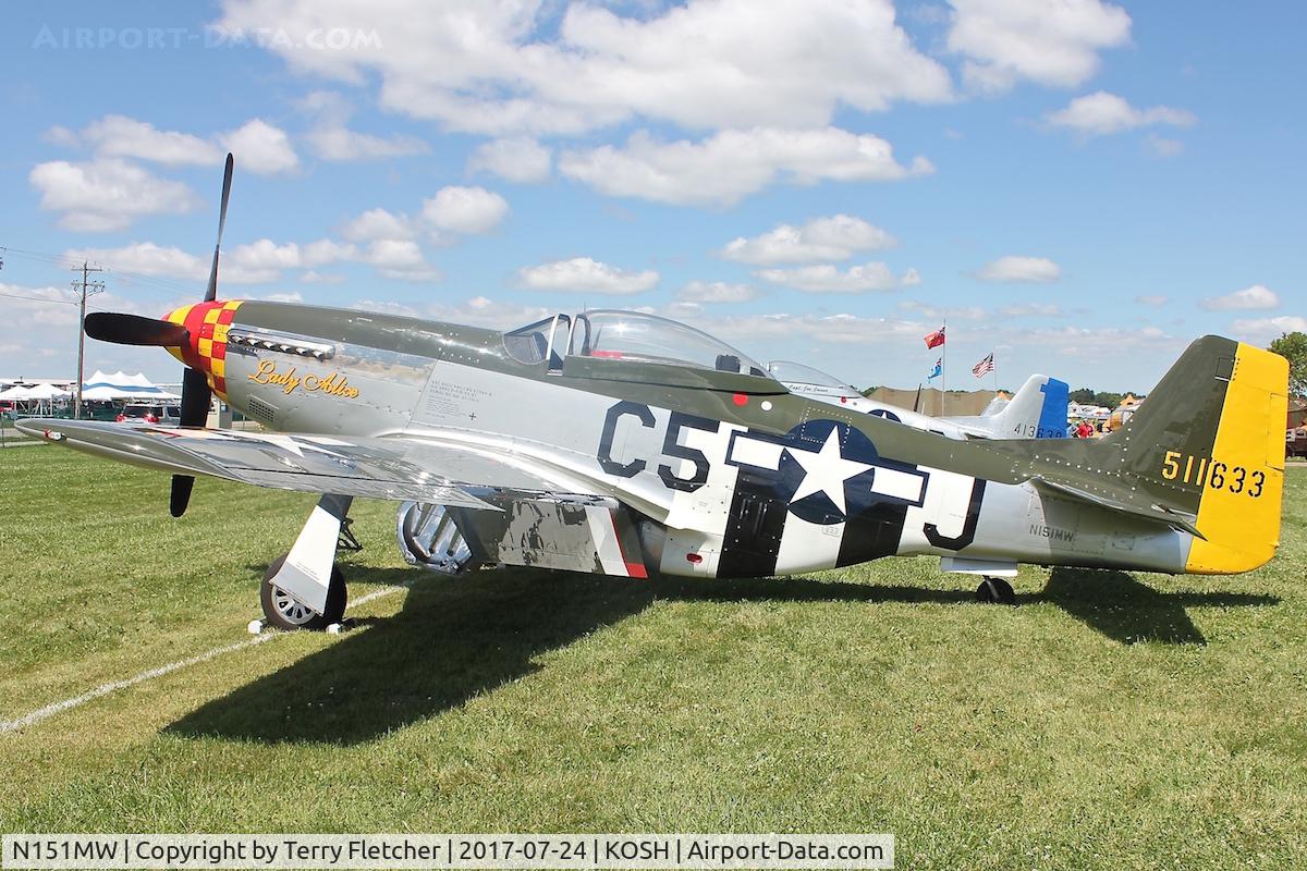 N151MW, 1945 North American P-51D Mustang C/N 124-48386, At 2017 EAA Airventure at Oshkosh