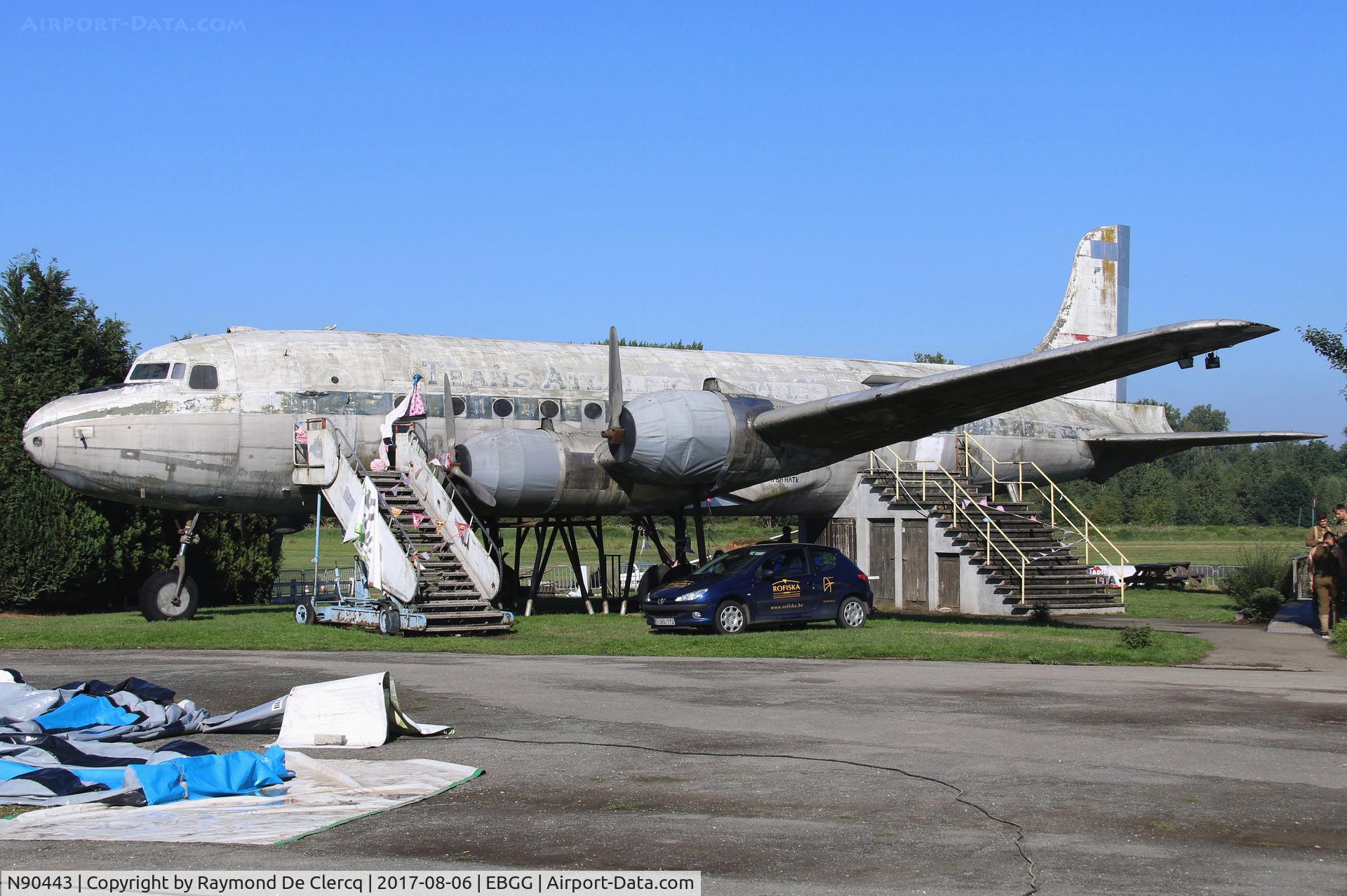 N90443, 1946 Douglas C-54A Skymaster (DC-4) C/N 10352, Gate guard at Overboelare-Geraardsbergen.