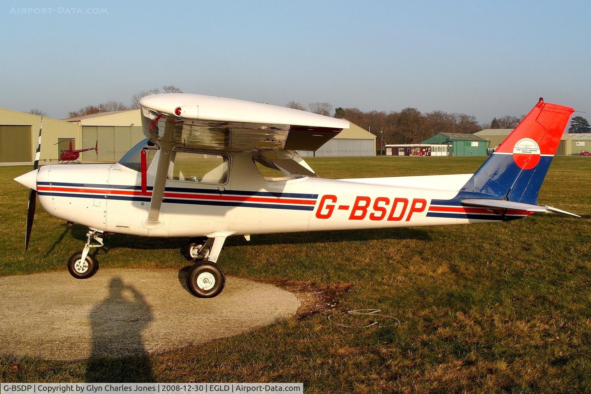 G-BSDP, 1977 Cessna 152 C/N 152-80268, Previously N24468. The low mid-winter sun brings out the colours. Operated by The Pilot Centre Denham. With thanks to The Pilot Centre.