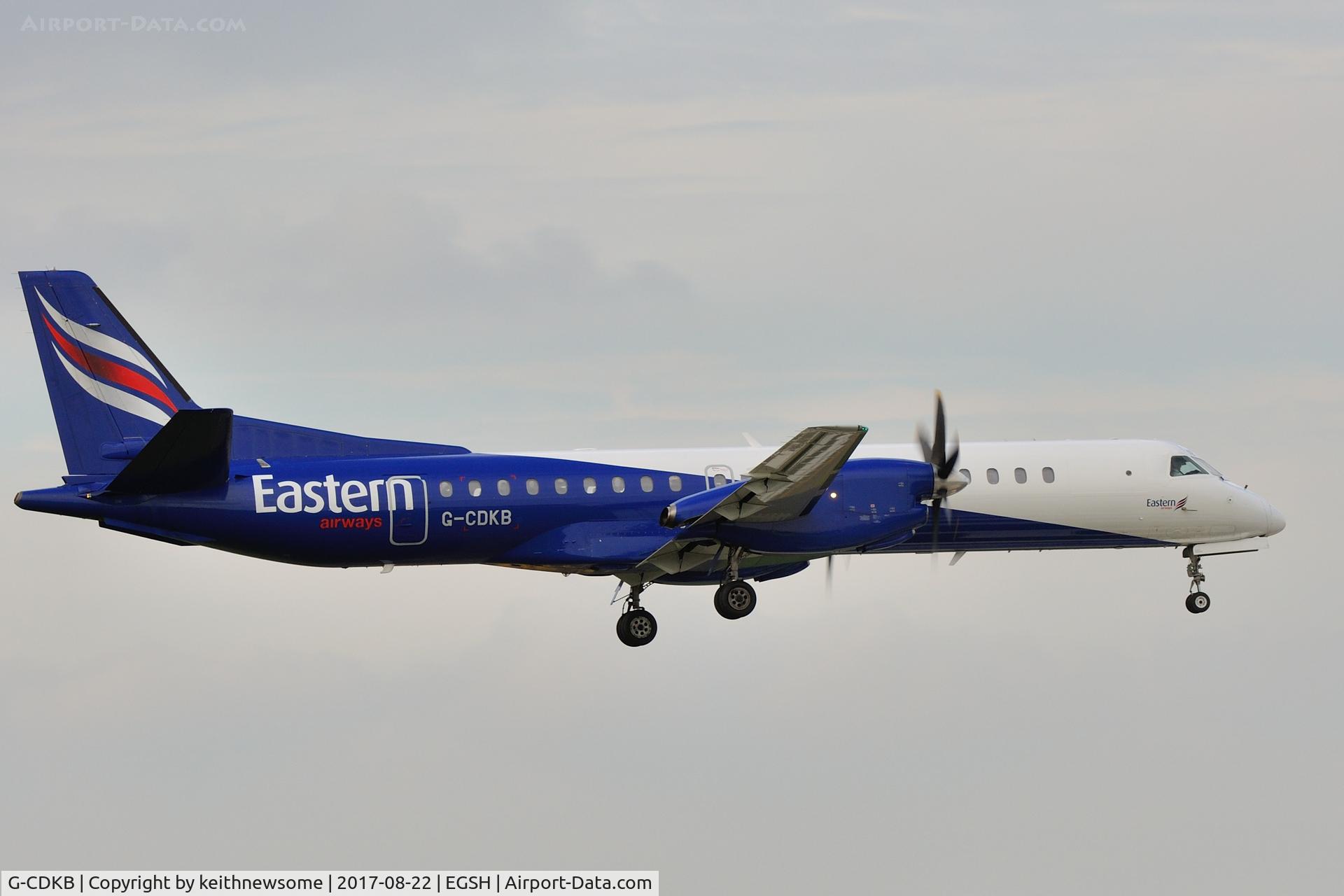 G-CDKB, 1996 Saab 2000 C/N 2000-032, Arriving from Aberdeen.
