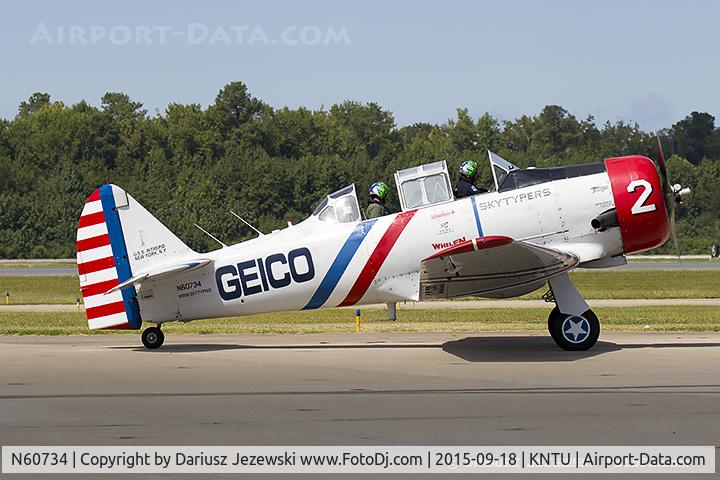 N60734, 1940 North American SNJ-2 Texan C/N 2032, North American SNJ-2 Texan  C/N 2032 - Geico Skytypers, N60734