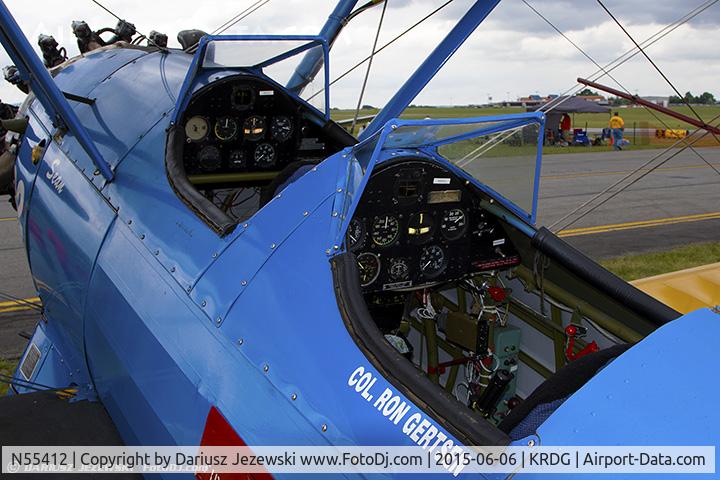 N55412, 1941 Boeing A75L300 C/N 75-1551, Cockpit of Boeing A75L300 PT-13 Kaydet  C/N 75-1551, N55412