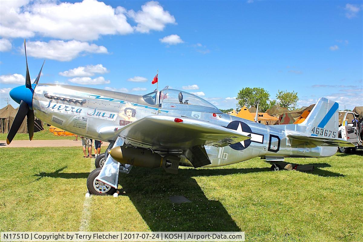 N1751D, 1944 North American P-51D Mustang C/N 122-31401 (44-63675), At 2017 EAA Airventure at Oshkosh