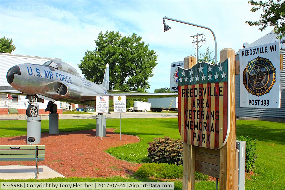 53-5986, 1953 Lockheed T-33A Shooting Star C/N 580-9468, Preserved at American Legion Post 199 in Reedsville , Wisconsin