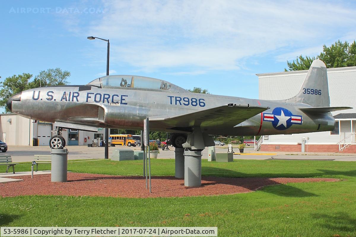 53-5986, 1953 Lockheed T-33A Shooting Star C/N 580-9468, Preserved at American Legion Post 199 in Reedsville , Wisconsin