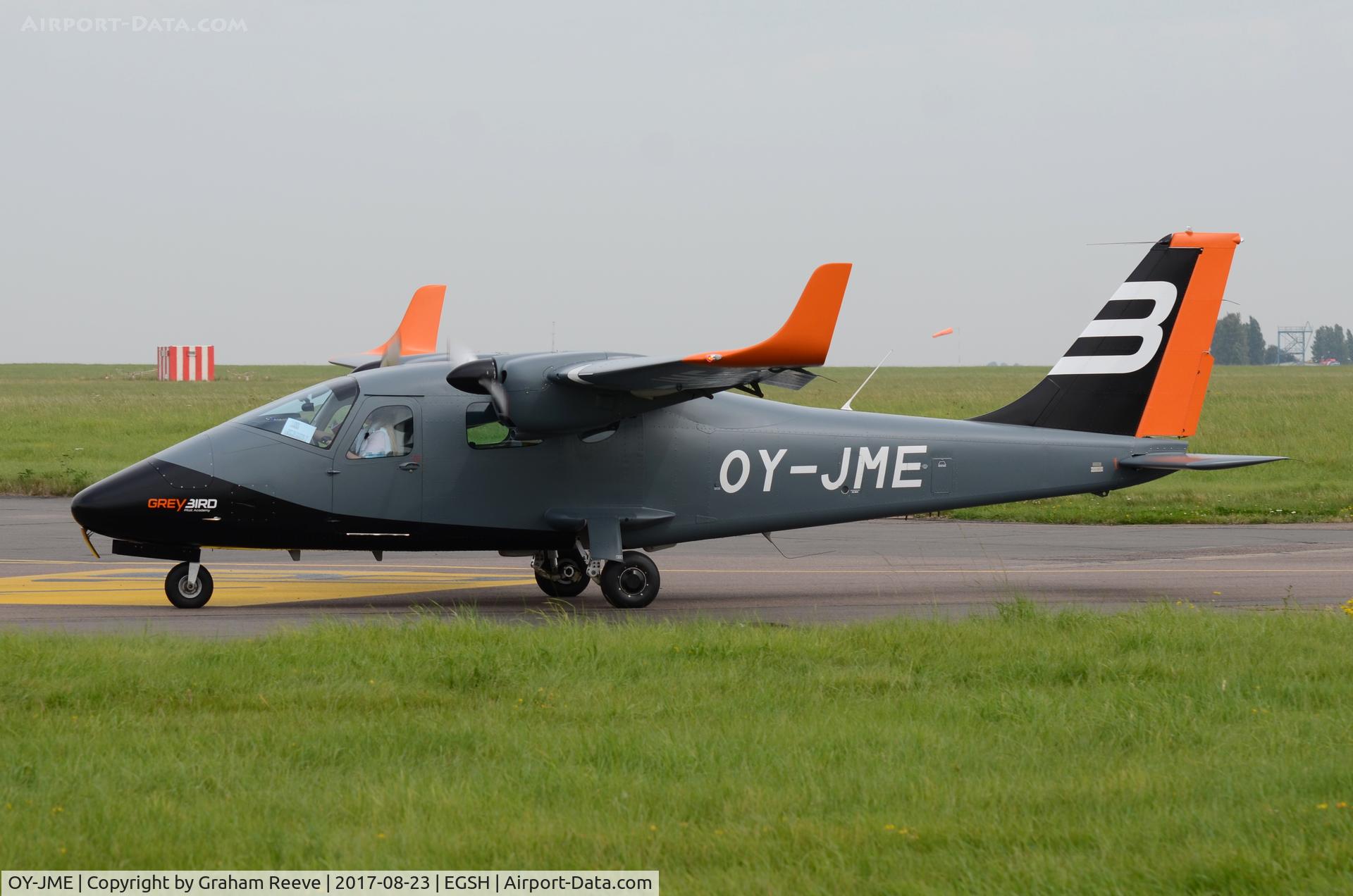 OY-JME, 2013 Tecnam P-2006T C/N 119, Just landed at Norwich.