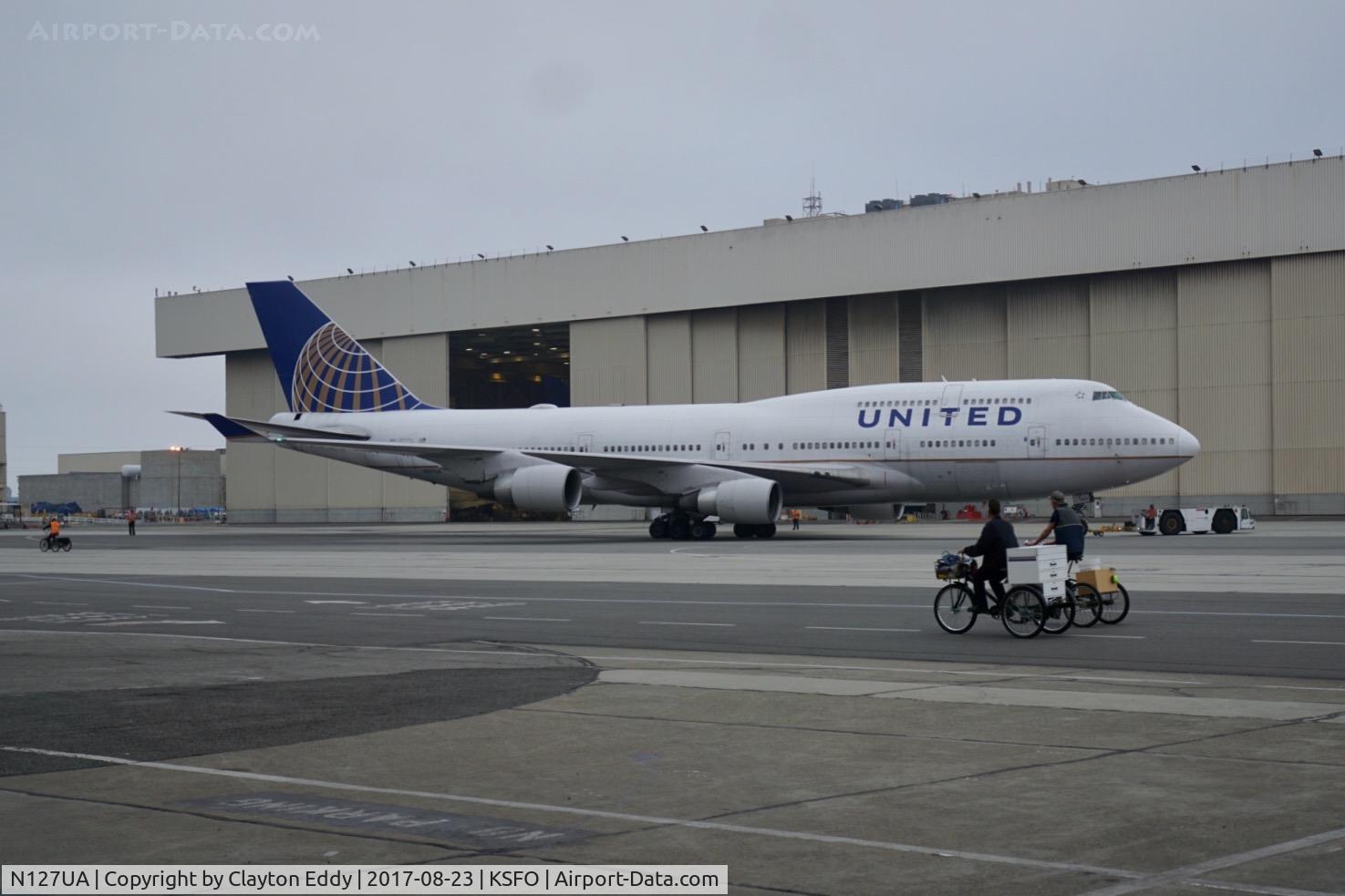 N127UA, 1999 Boeing 747-422 C/N 28813, Soon to be parked.