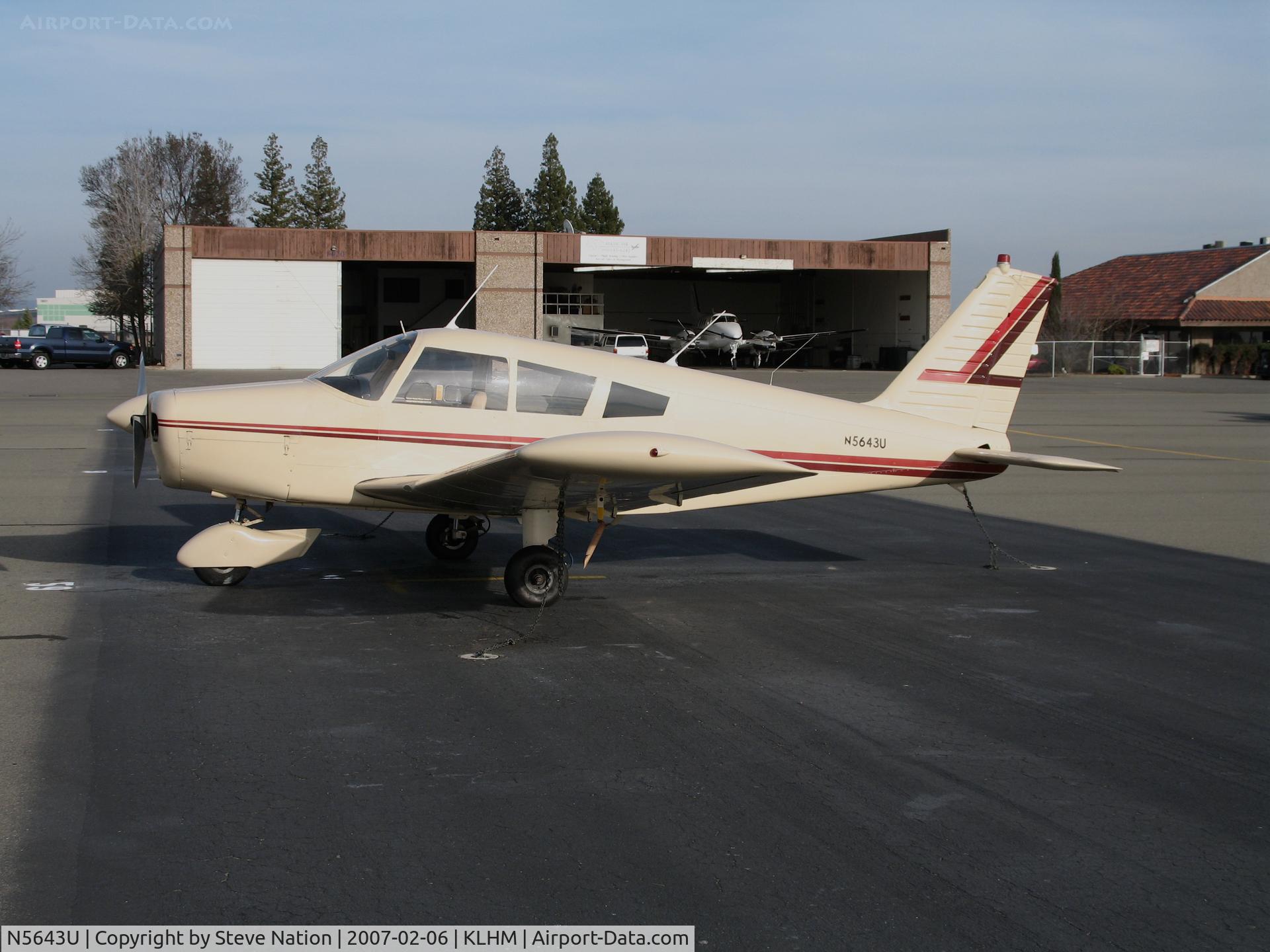 N5643U, 1969 Piper PA-28-140 Cherokee C/N 28-26439, Cameron Airpark (O61), CA 1969 Piper PA-28-140 Cherokee visiting @ Lincoln Regional Airport (Karl Harder Field), CA