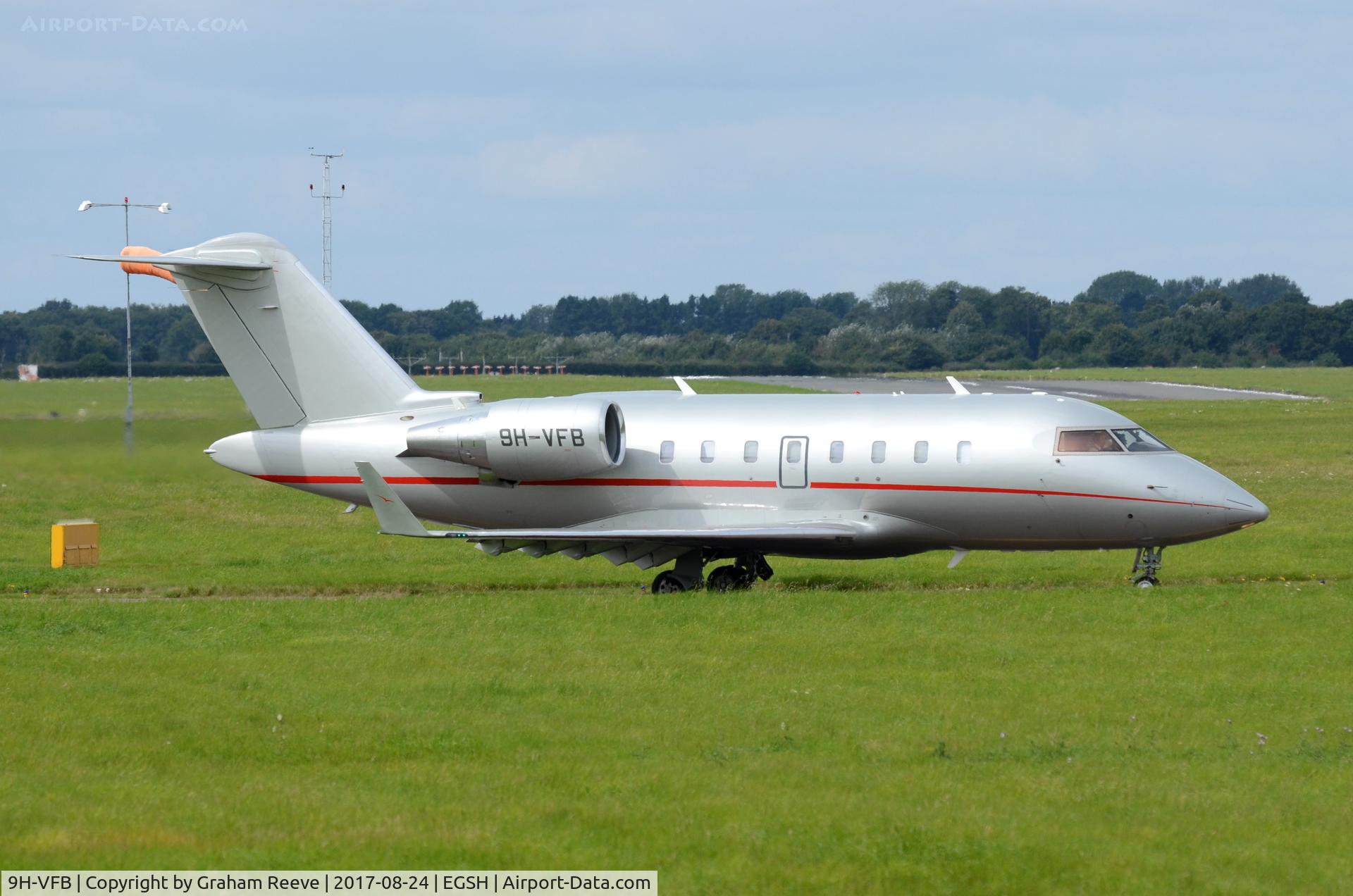 9H-VFB, 2014 Bombardier Challenger 604 (CL-600-2B16) C/N 5971, Departing from Norwich.