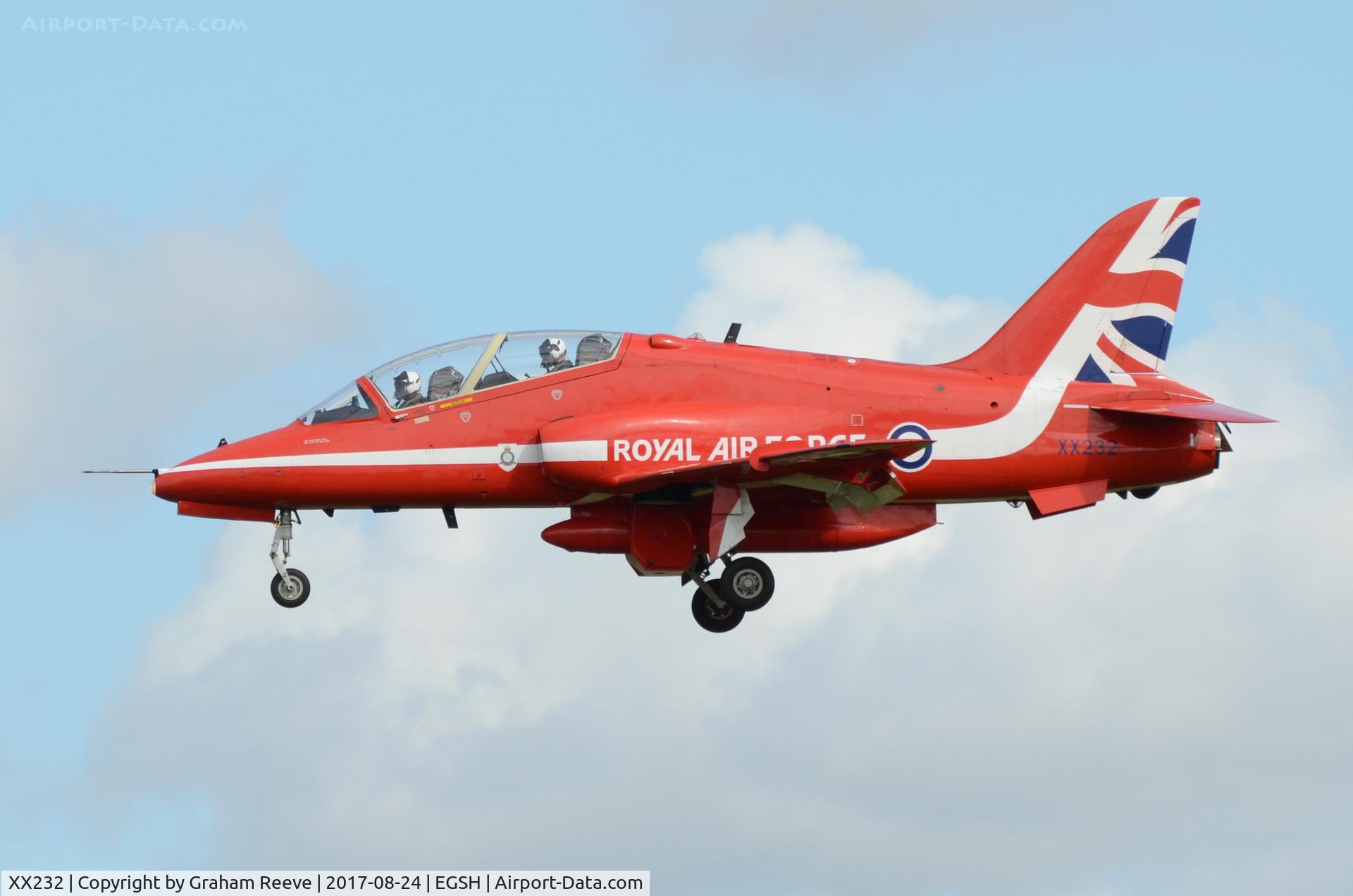 XX232, 1978 Hawker Siddeley Hawk T.1 C/N 068/312068, Landing at Norwich.
