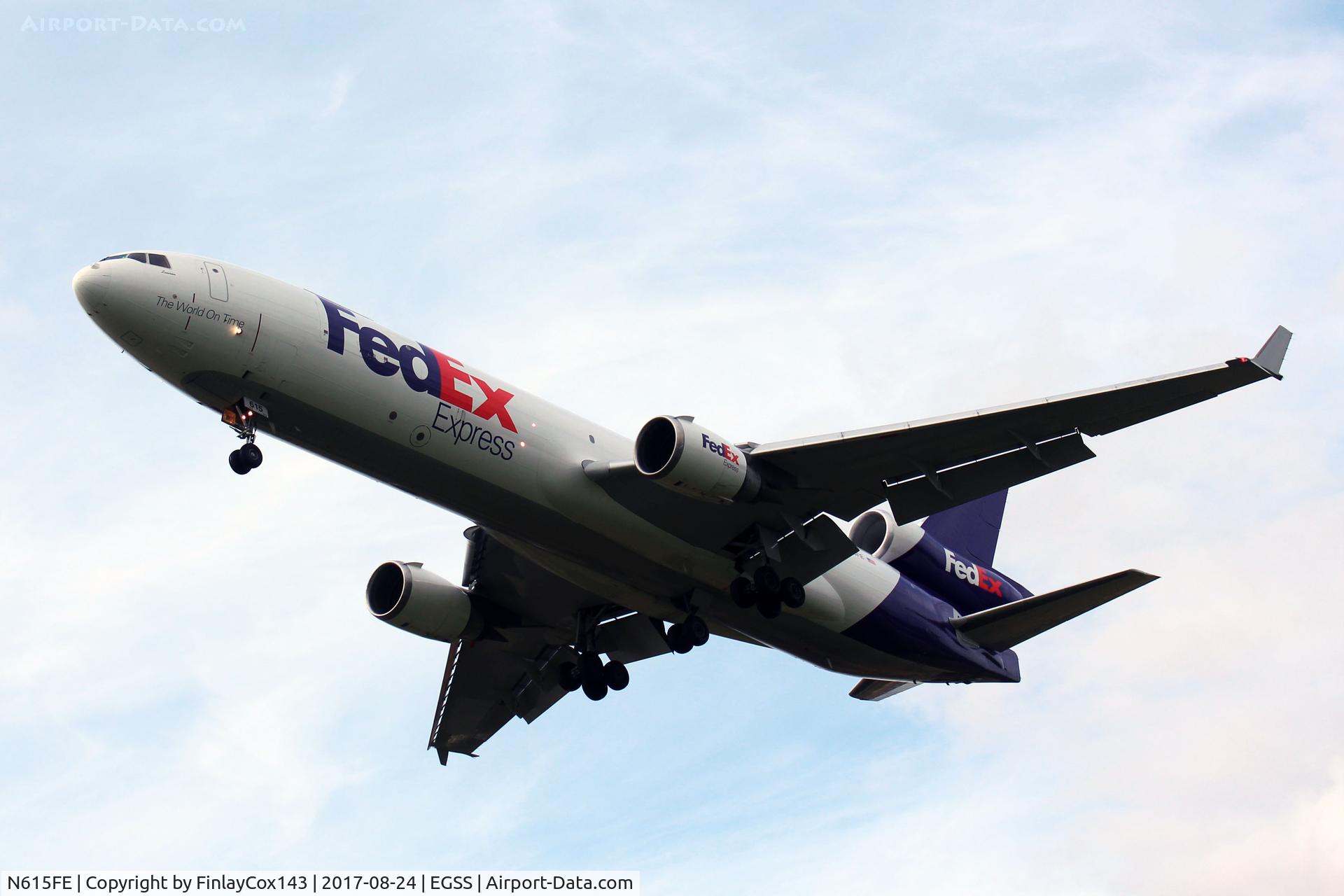 N615FE, 1996 McDonnell Douglas MD-11F C/N 48767, Landing at London Stansted (STN) from Indianapolis (IND) as FX36