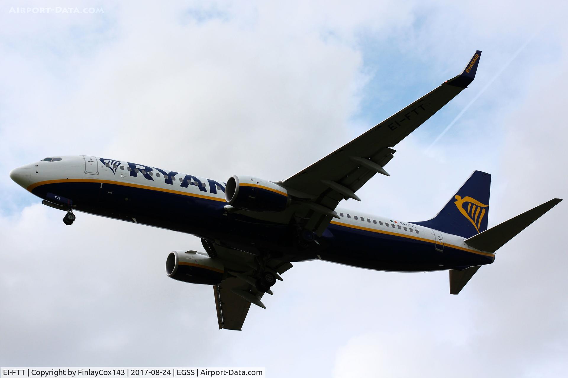 EI-FTT, 2017 Boeing 737-8AS C/N 44769, Landing at London Stansted (STN) from Perpignan (PGF) as FR935
