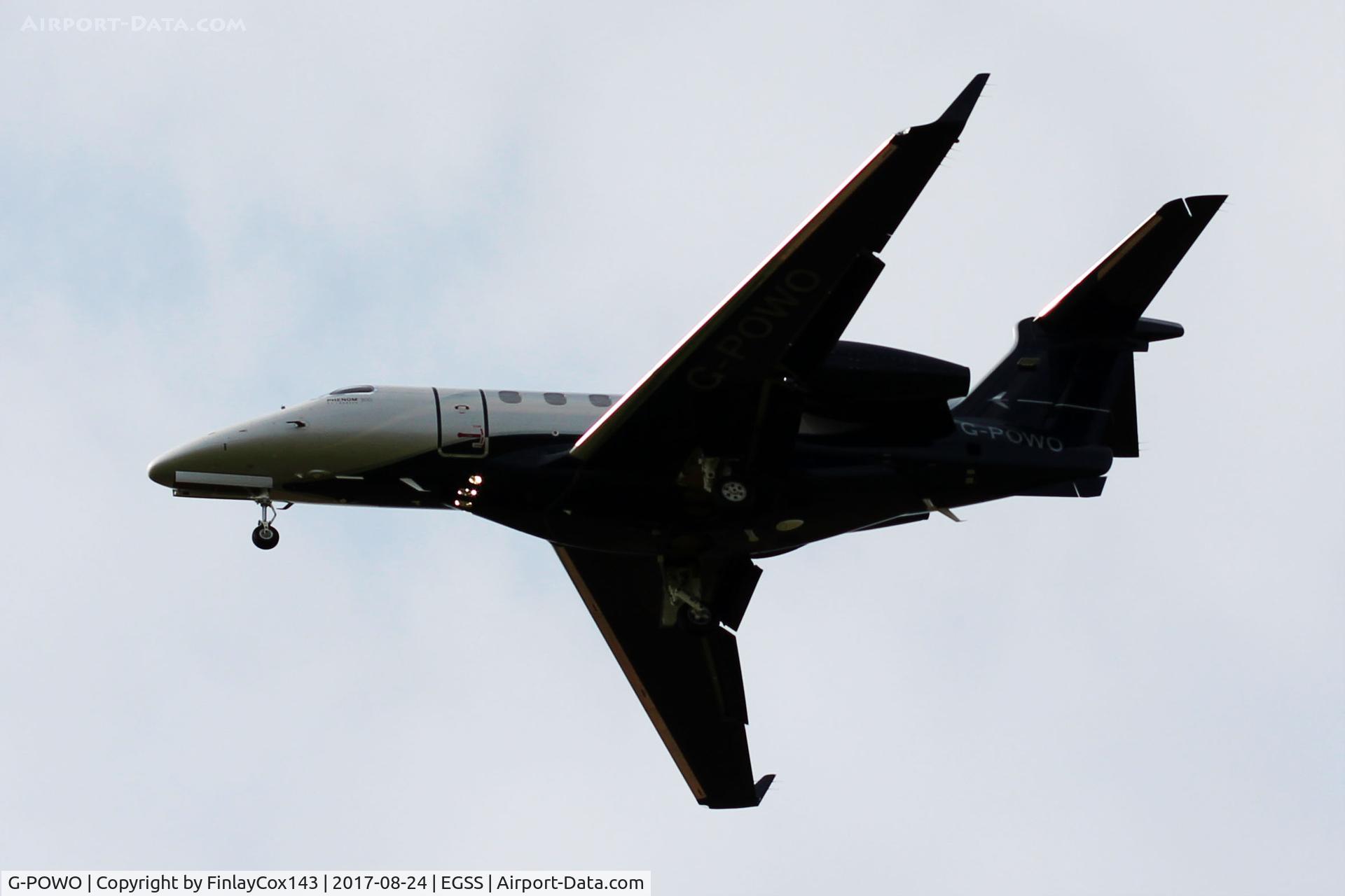 G-POWO, 2015 Embraer EMB-505 Phenom 300 C/N 50500266, Landing at London Stansted (STN)