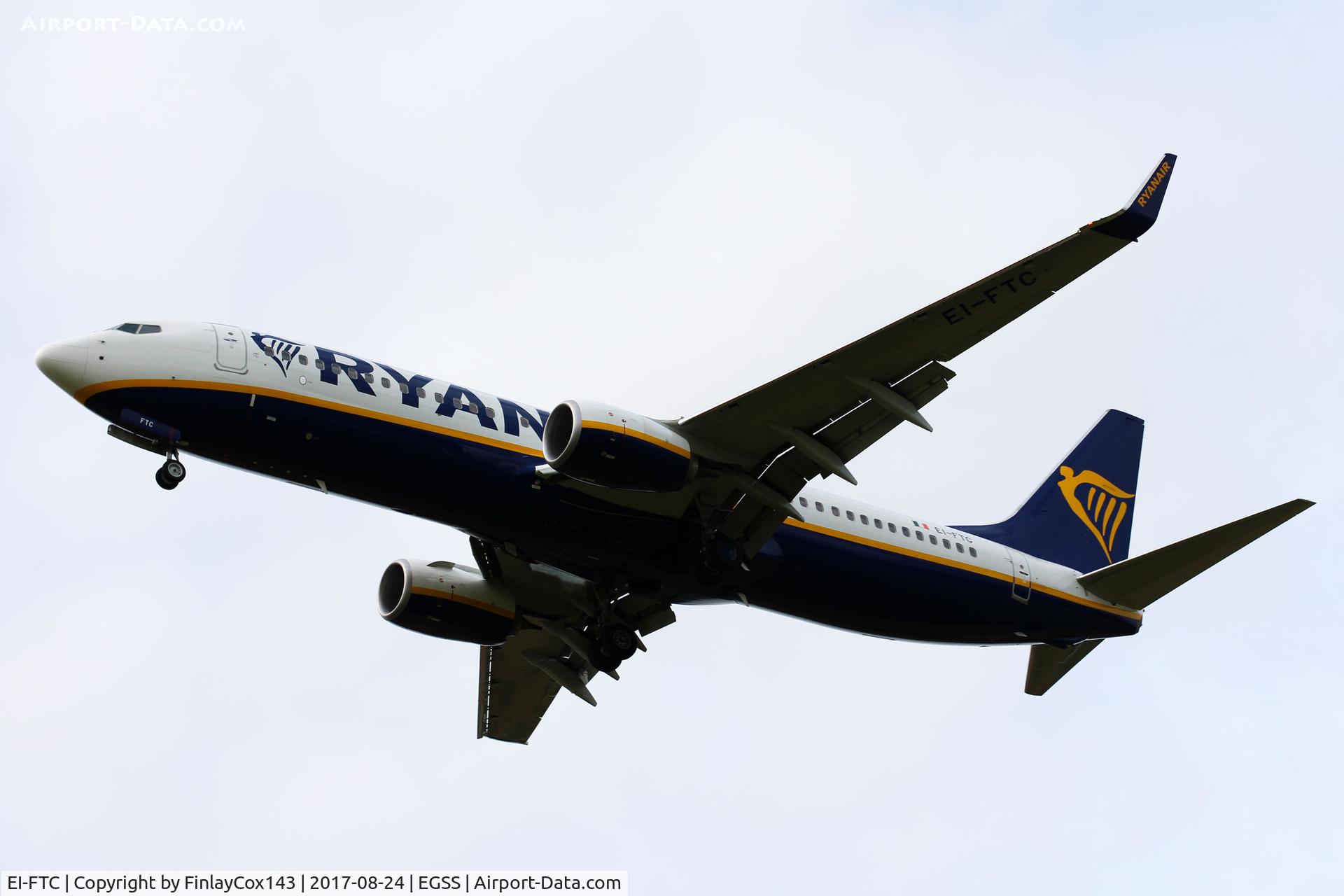 EI-FTC, 2016 Boeing 737-8AS C/N 44753, Landing at London Stansted (STN) from Cork (ORK) as FR909