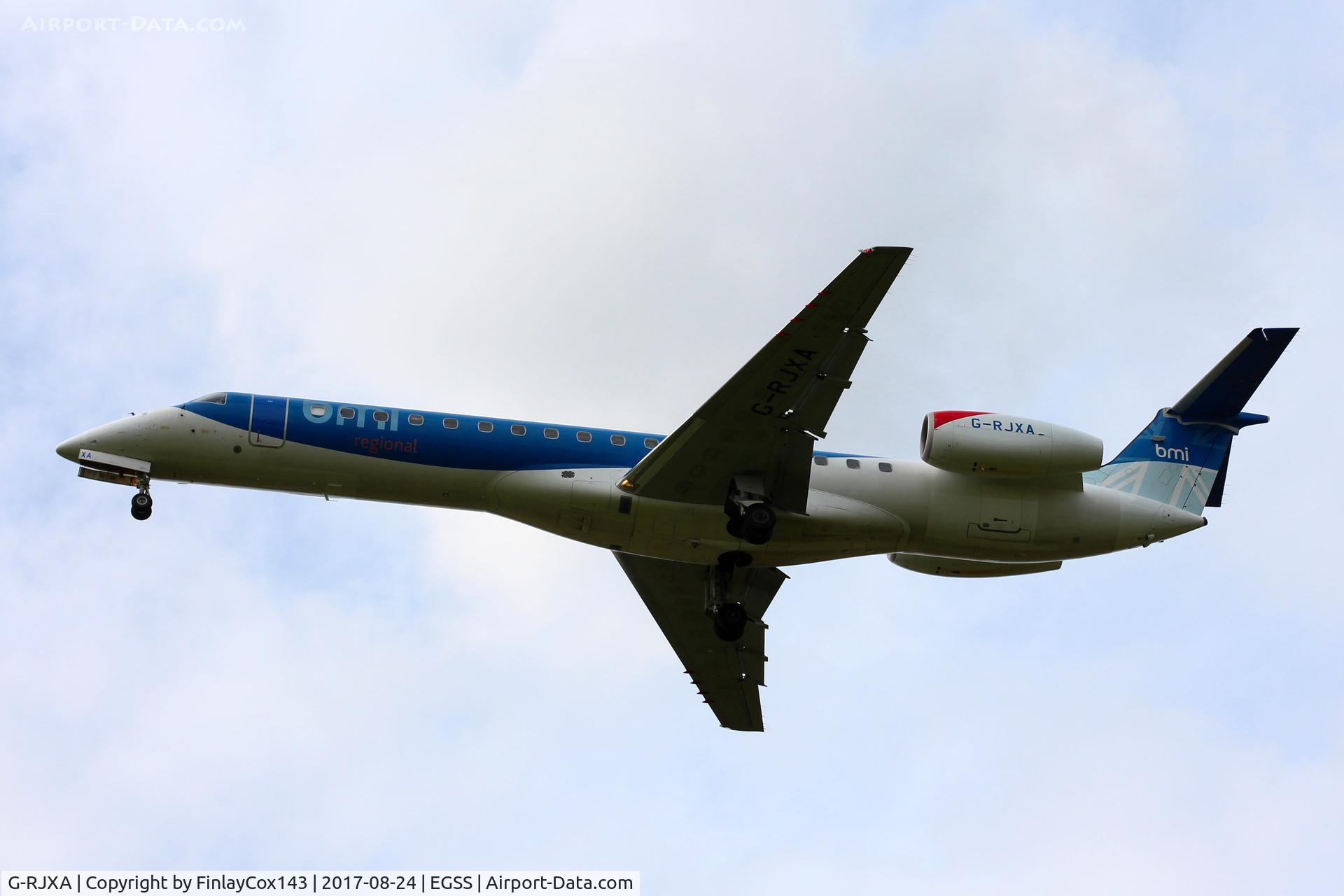 G-RJXA, 1999 Embraer EMB-145EP (ERJ-145EP) C/N 145136, Landing at London Stansted (STN) from Londonderry (LDY) as BM1501 - over 7 hours late!