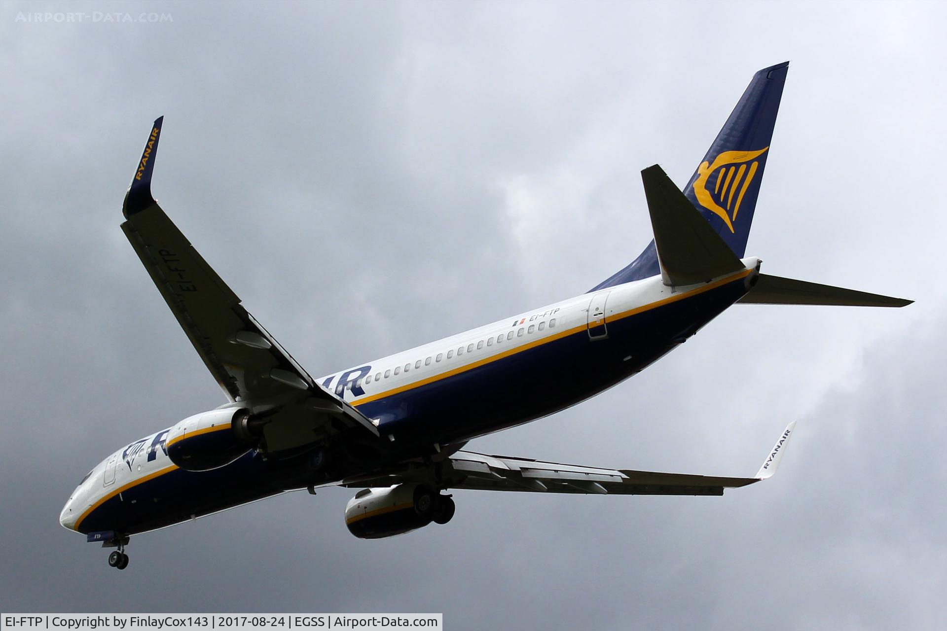 EI-FTP, 2016 Boeing 737-8AS C/N 44766, Landing at London Stansted (STN) from Bordeaux (BOD) as FR1783