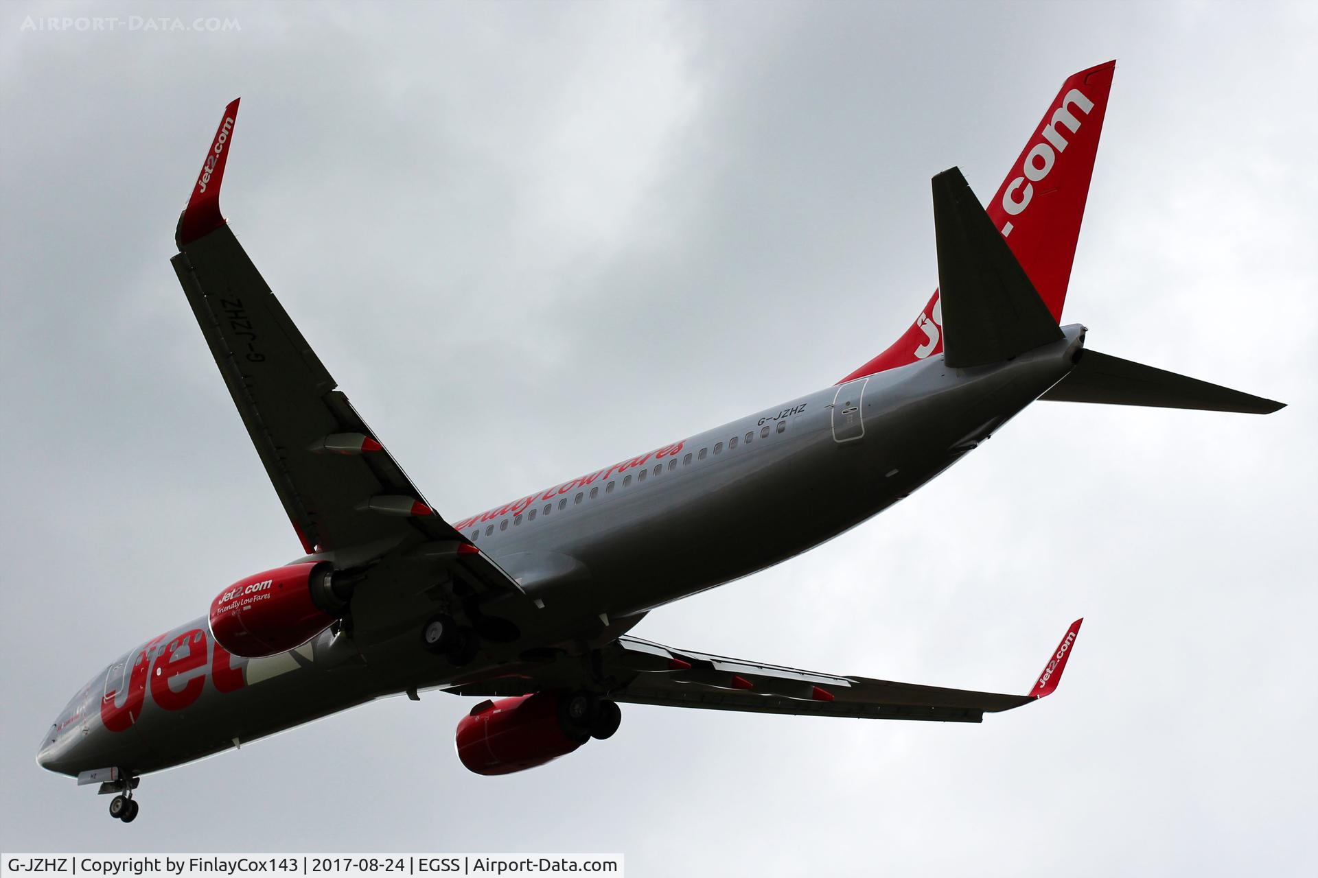 G-JZHZ, 2017 Boeing 737-8MG C/N 63156, Landing as London Stansted (STN) from Mahon (MAH) as LS1514