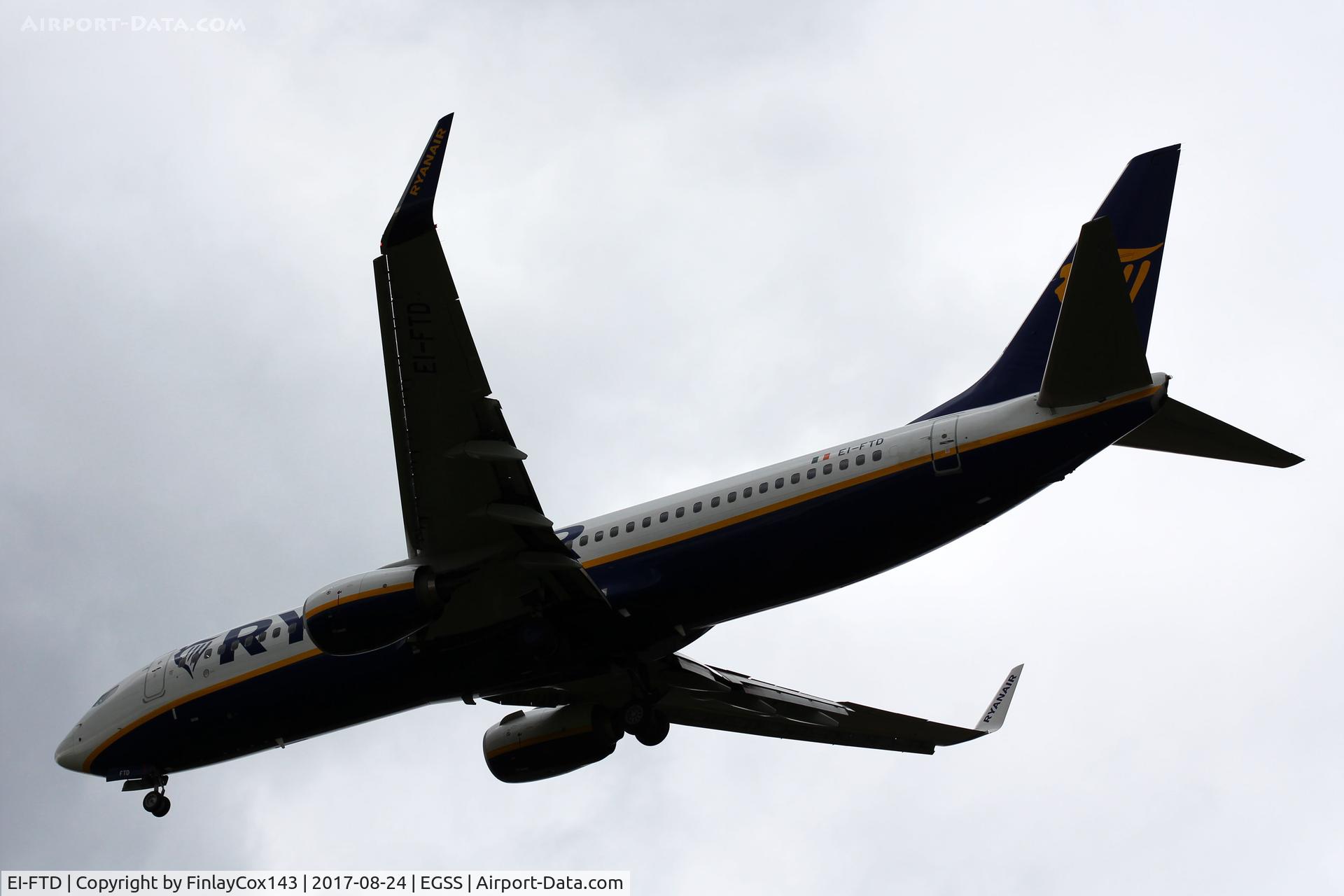 EI-FTD, 2016 Boeing 737-8AS C/N 44754, Landing at London Stansted (STN) from Madrid (MAD) as FR5995
