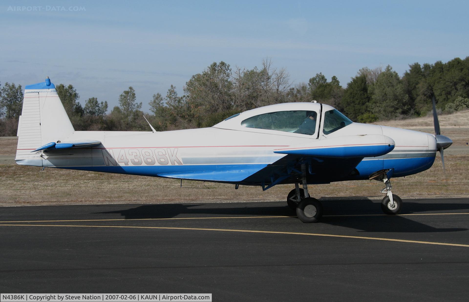 N4386K, 1949 Ryan Navion C/N NAV-4-1386, Locally-based 1949 Ryan Nation taxiing for take-off @ Auburn Municipal Airport, CA