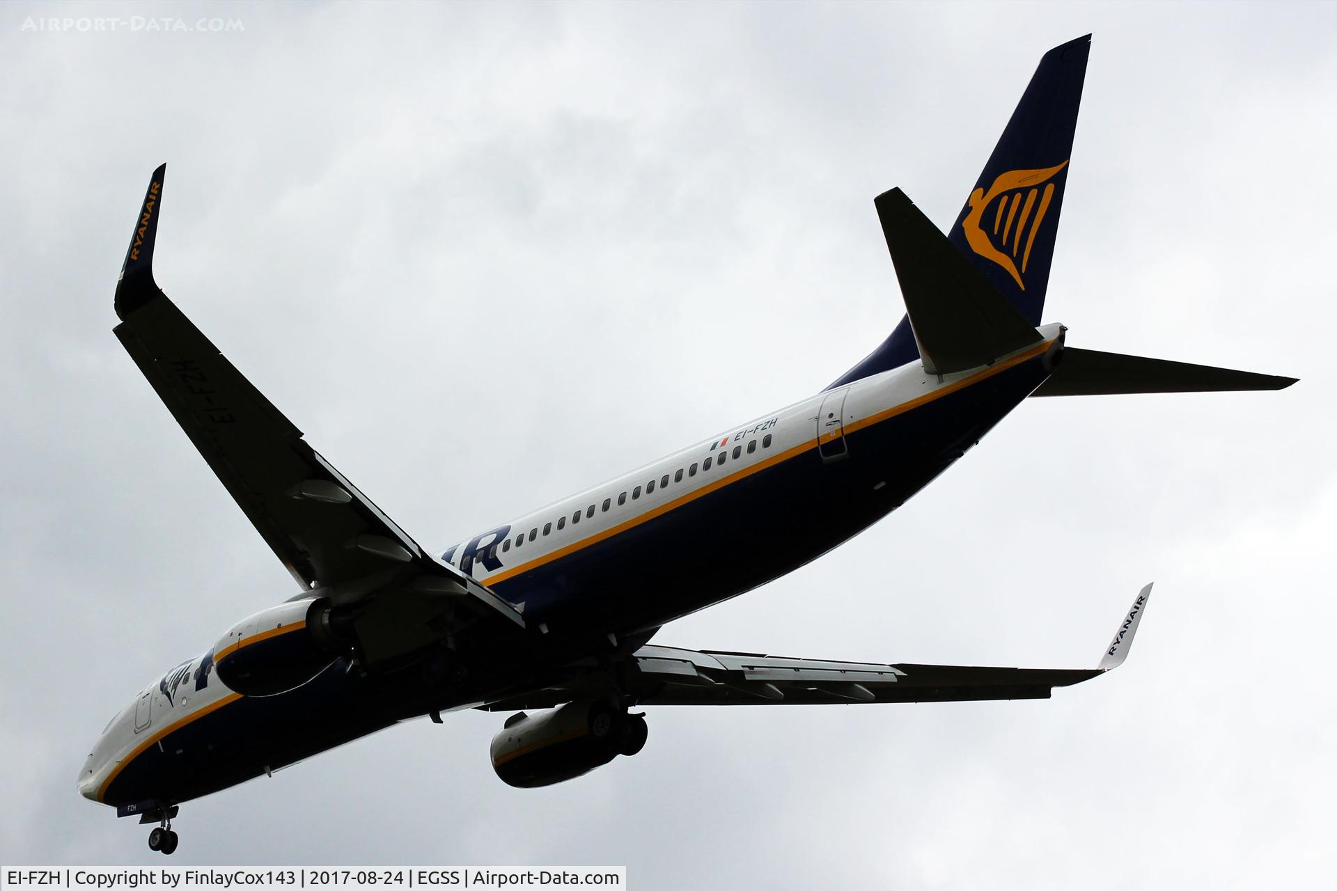 EI-FZH, 2017 Boeing 737-8AS C/N 44781, Landing at London Stansted (STN) from Alghero (AHO) as FR231