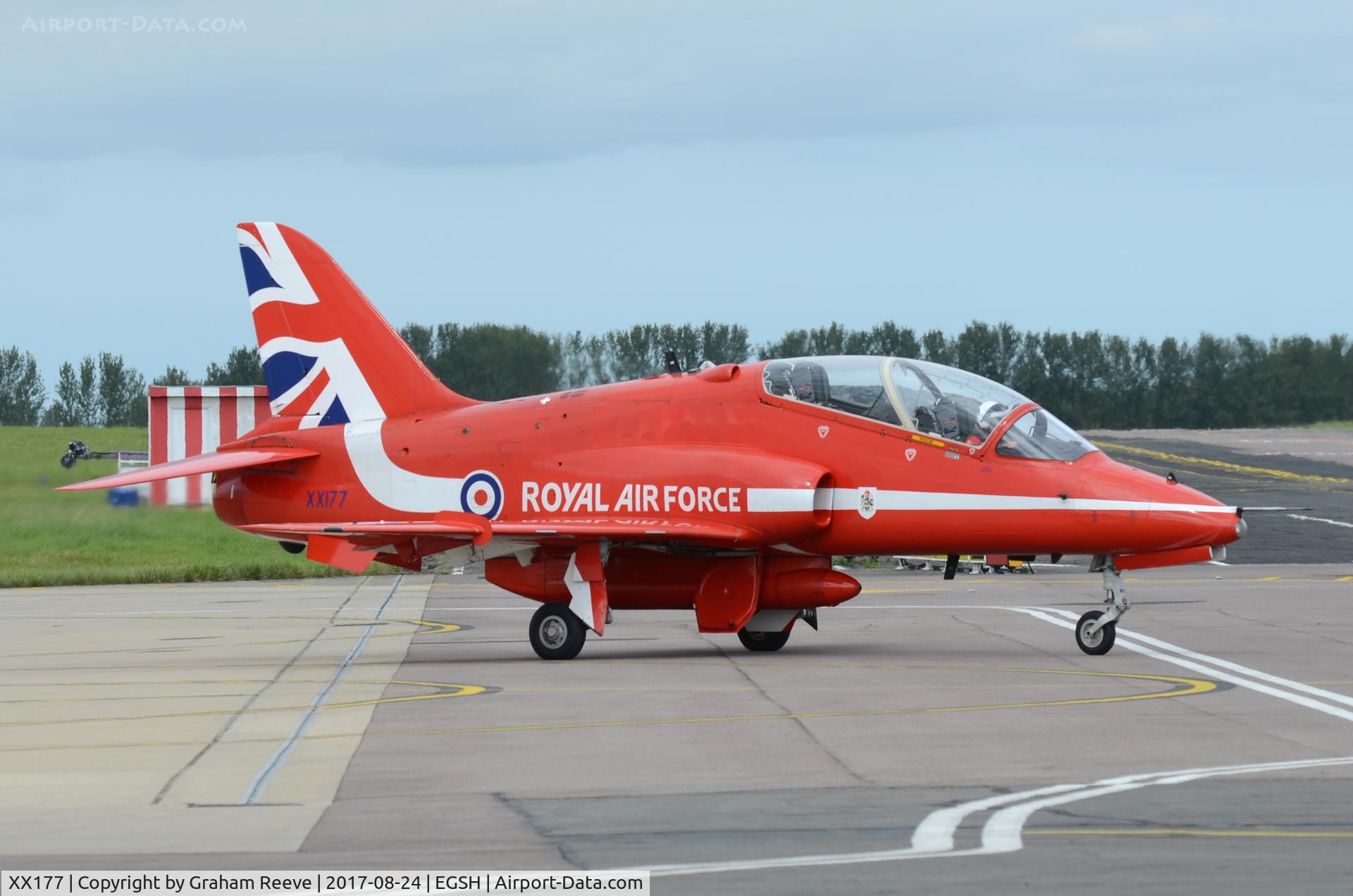 XX177, 1977 Hawker Siddeley Hawk T.1 C/N 024/312024, Departing from Norwich.