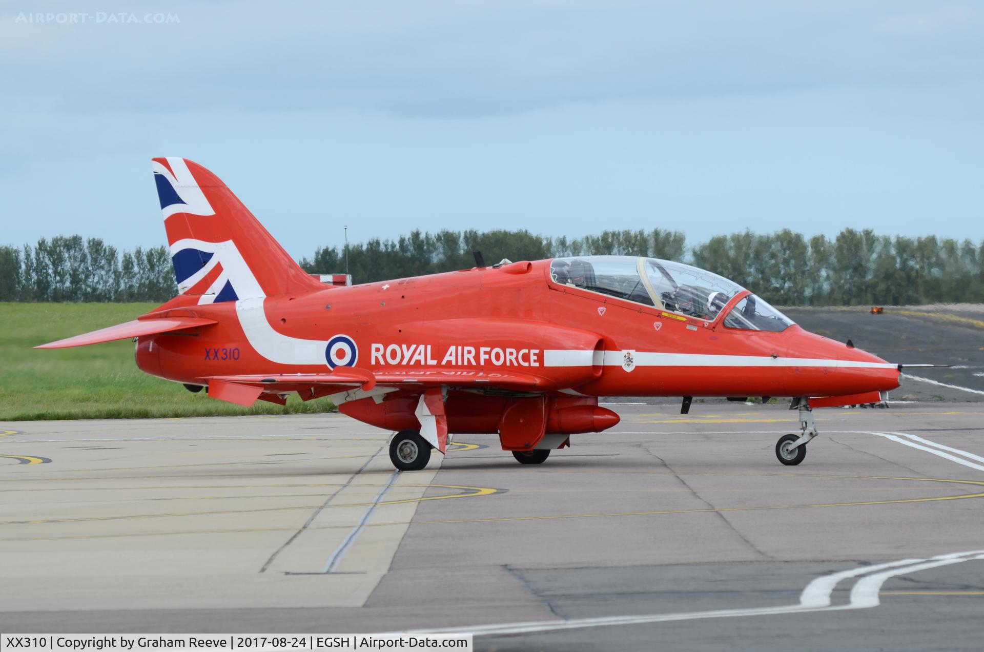 XX310, 1980 Hawker Siddeley Hawk T.1W C/N 145/312135, Departing from Norwich.