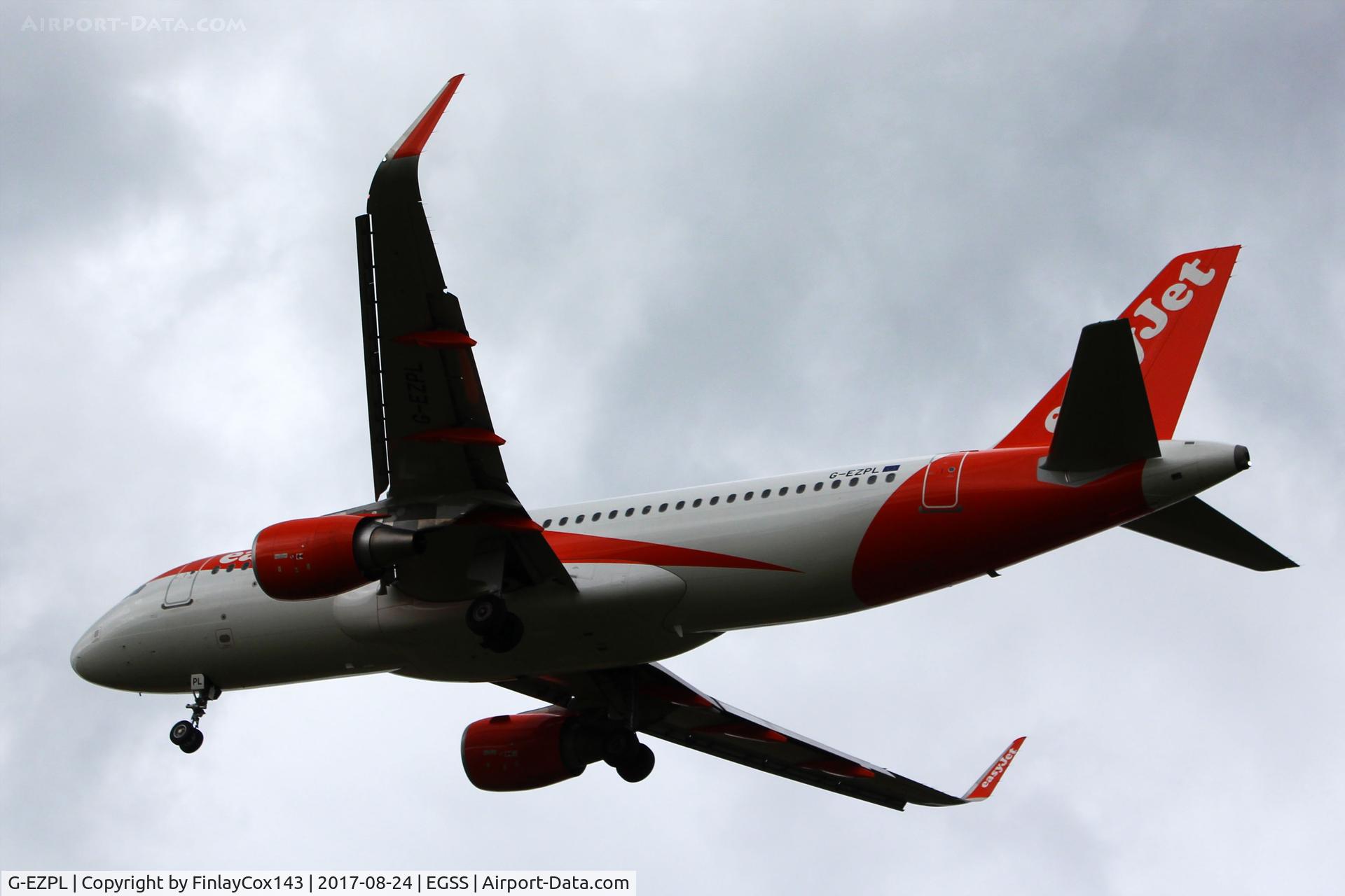 G-EZPL, 2016 Airbus A320-214 C/N 7183, Landing at London Stansted (STN) from Glasgow (GLA) as U2208