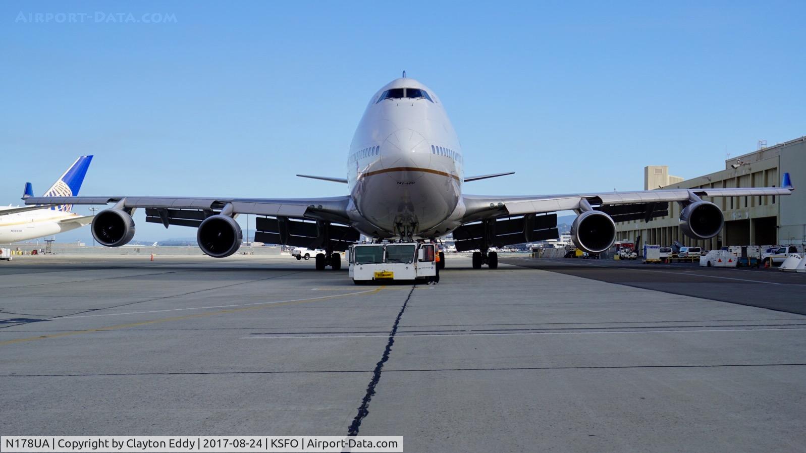 N178UA, 1990 Boeing 747-422 C/N 24385, SFO 2017.